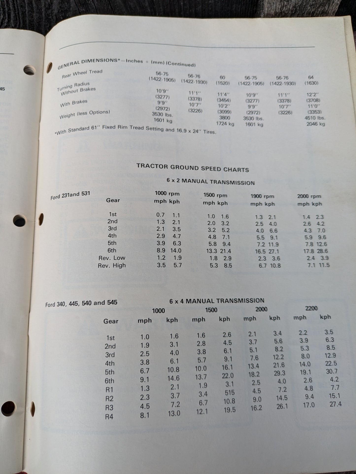 Vintage Ford Tractor Operator's Manual for Model 231, 340, 445, 531, 530, 545