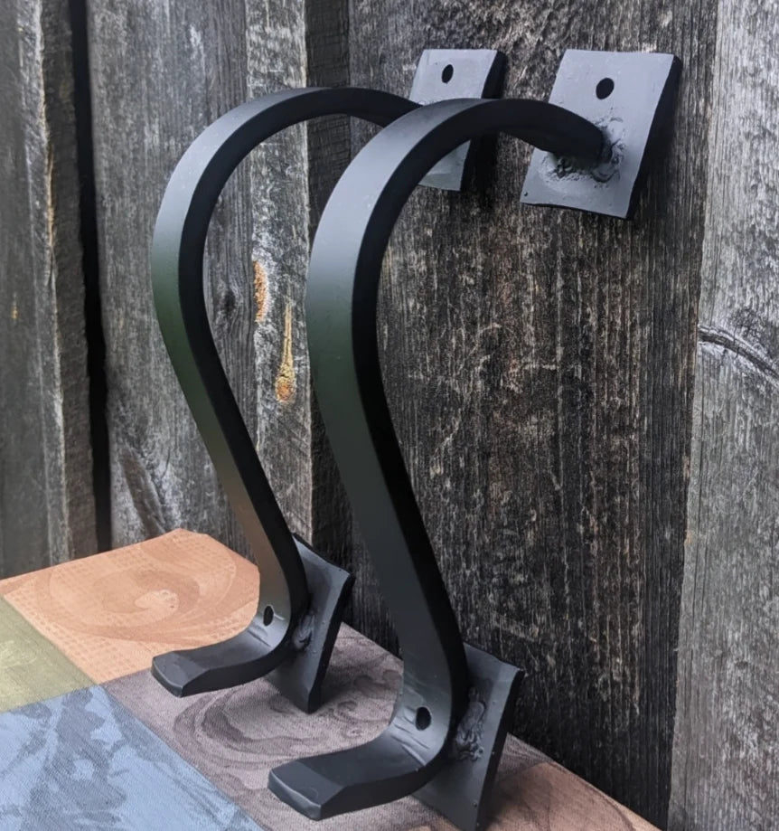 Set of 2 Gracefully Curved Hand Forged Door Pulls