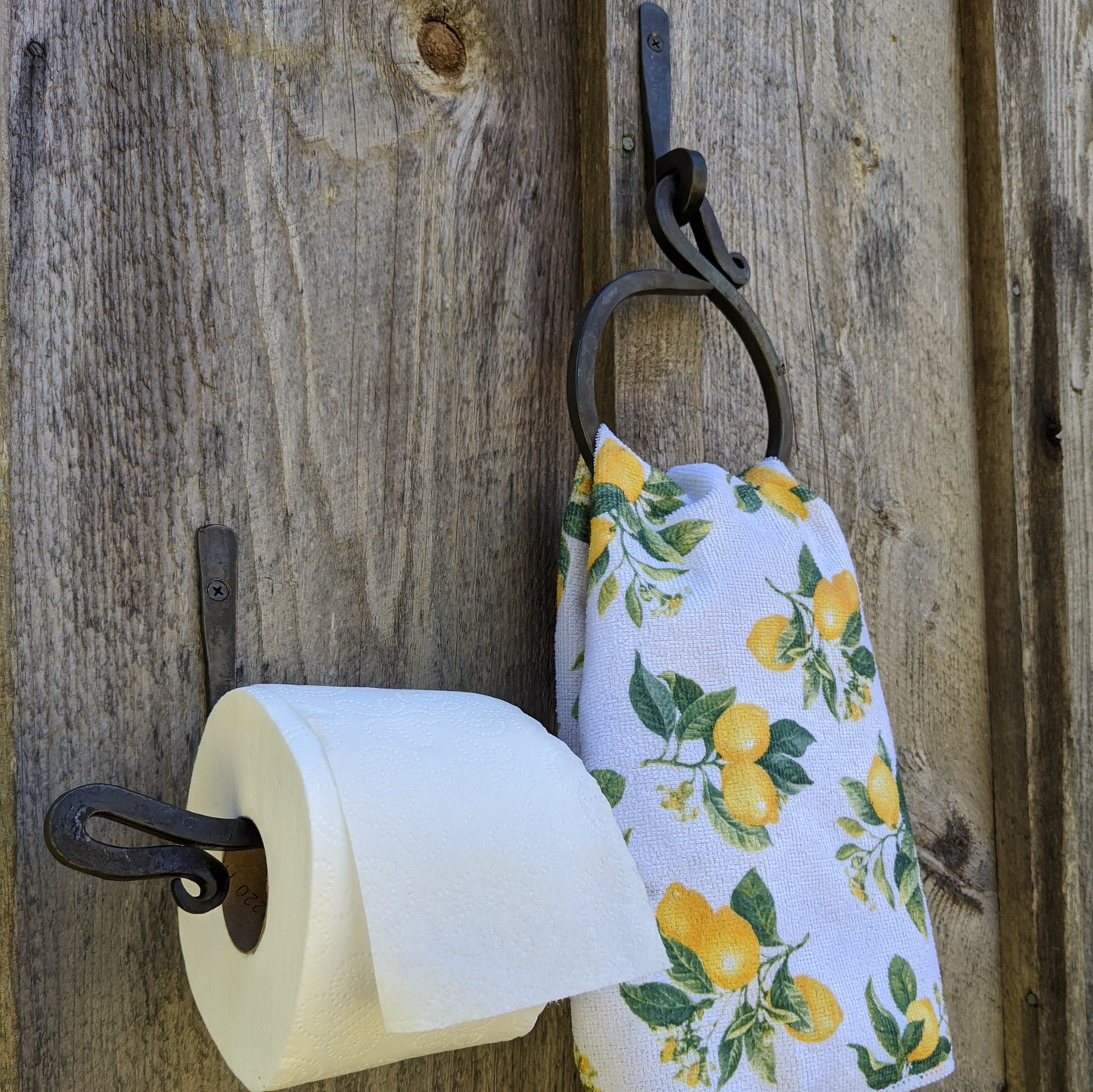 Hand Forged Bathroom Set-Towel Holder and Toilet Paper Holder