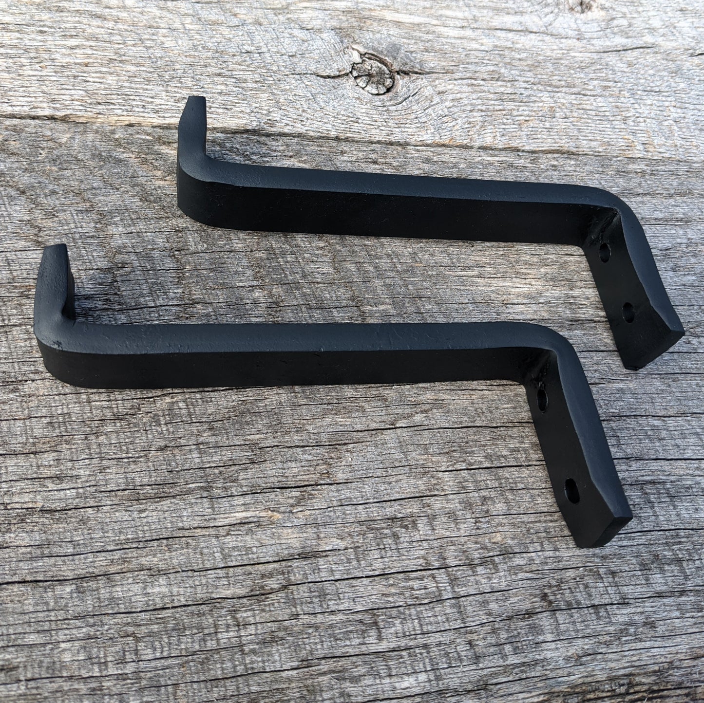 Set of 2 Hand Forged Blacksmith Made Floating Shelf Brackets- heavy duty for books and more!