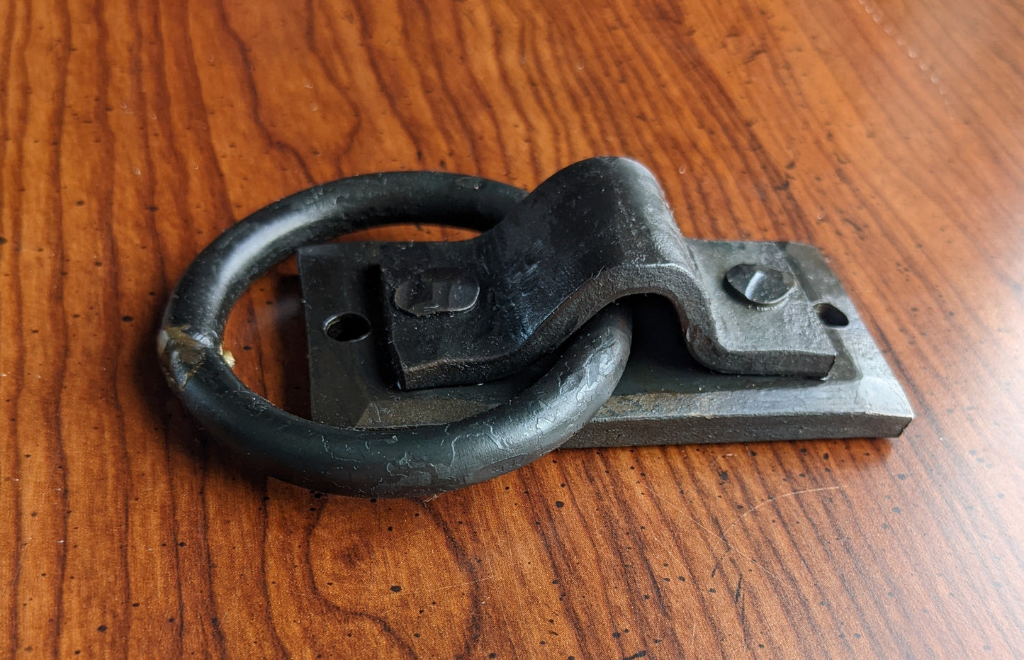 Single Small Brazed Round Ring Hand Forged Handle, Door Pull, Trunk Handle, Tie Down