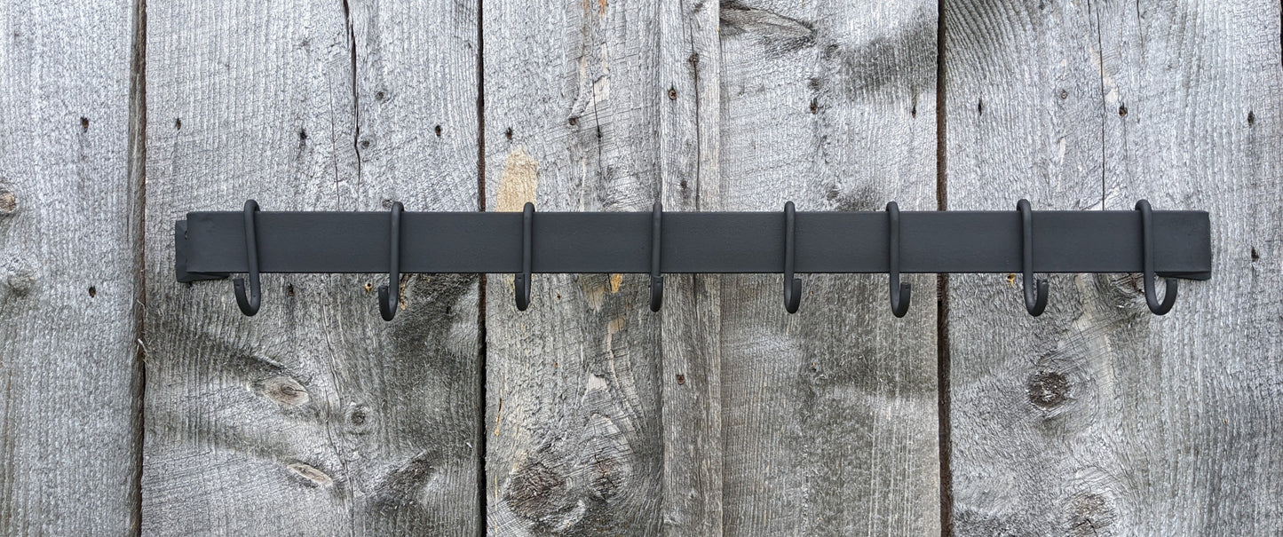 Hand Forged Smooth Finish Wall Mounted Pot Rack-36" Length