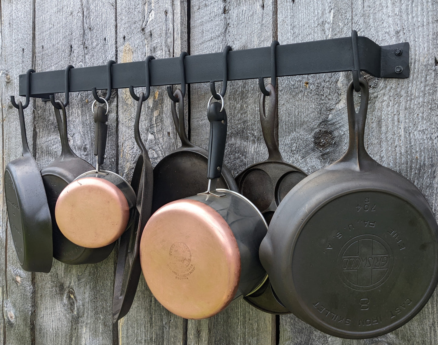 Hand Forged Smooth Finish Wall Mounted Pot Rack-36" Length