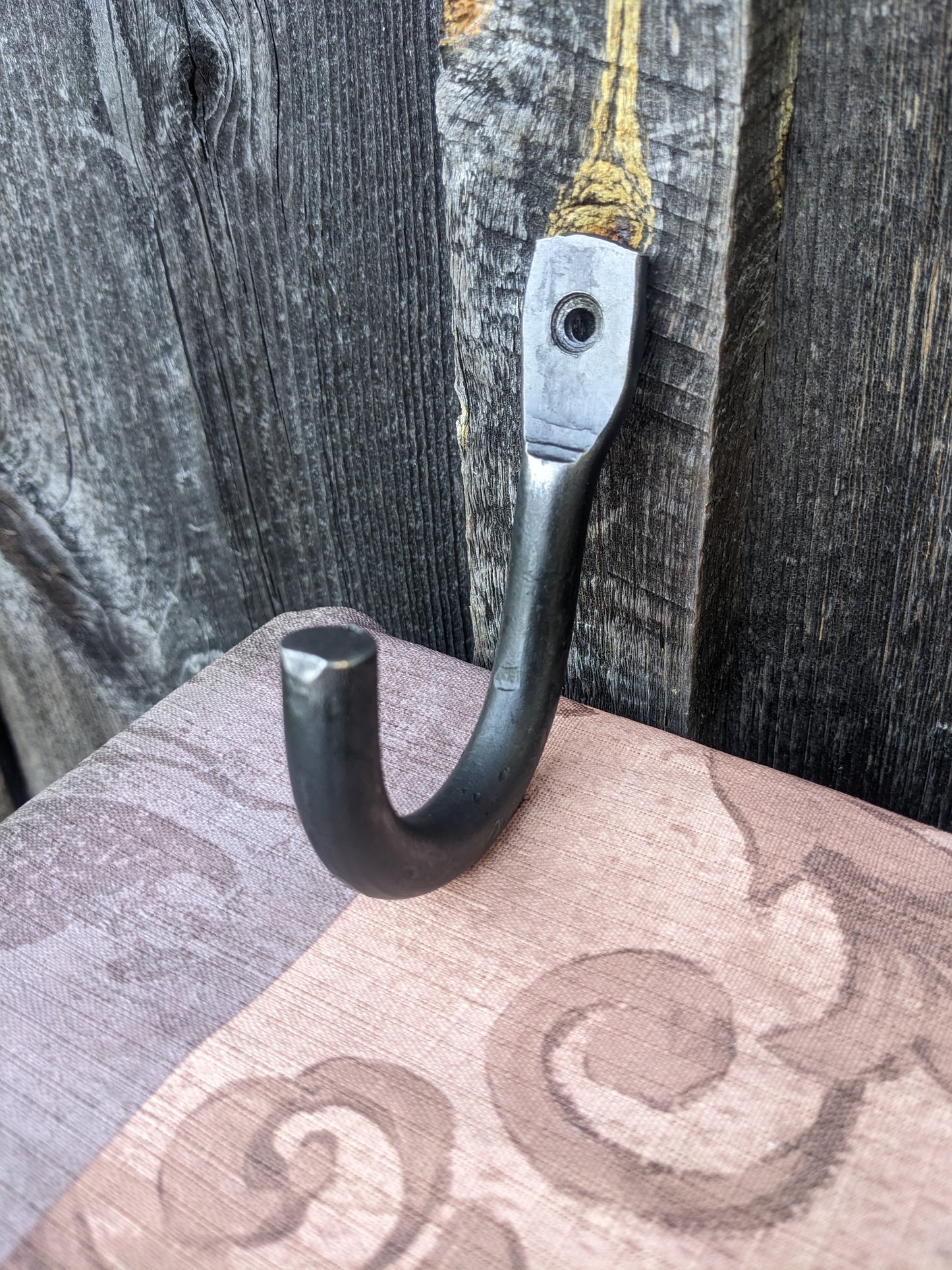 Set of Six Hand Forged Hooks Made with 1/2" Round Stock Steel . Vintage/Antique/Industrial Wrought Iron Look
