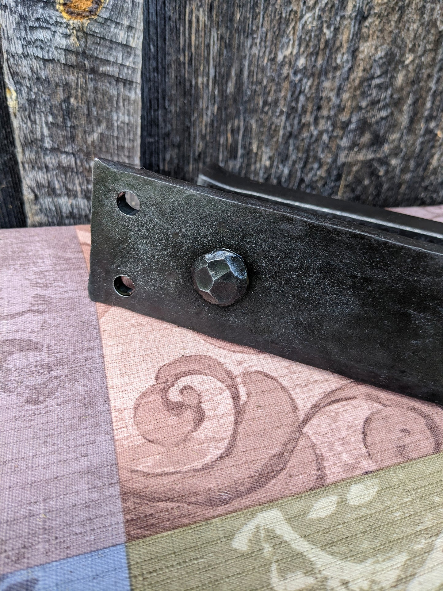 Large Blacksmith Made Door Pulls on Backplate