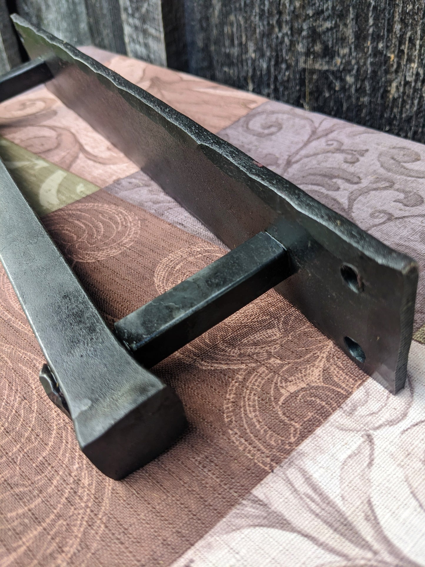 Large Blacksmith Made Door Pulls on Backplate