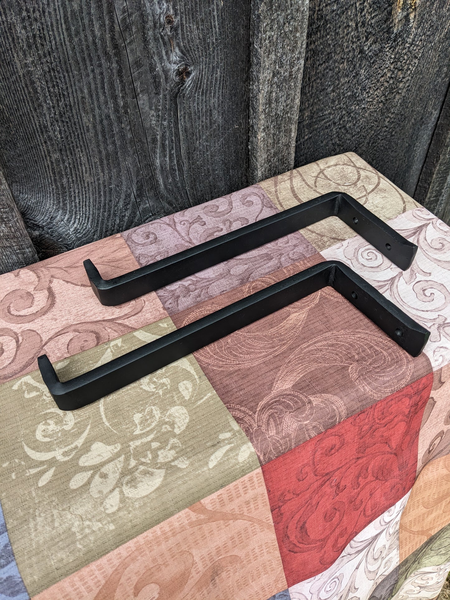 Set of 2 Hand Forged Blacksmith Made Floating Shelf Brackets- heavy duty for books and more!