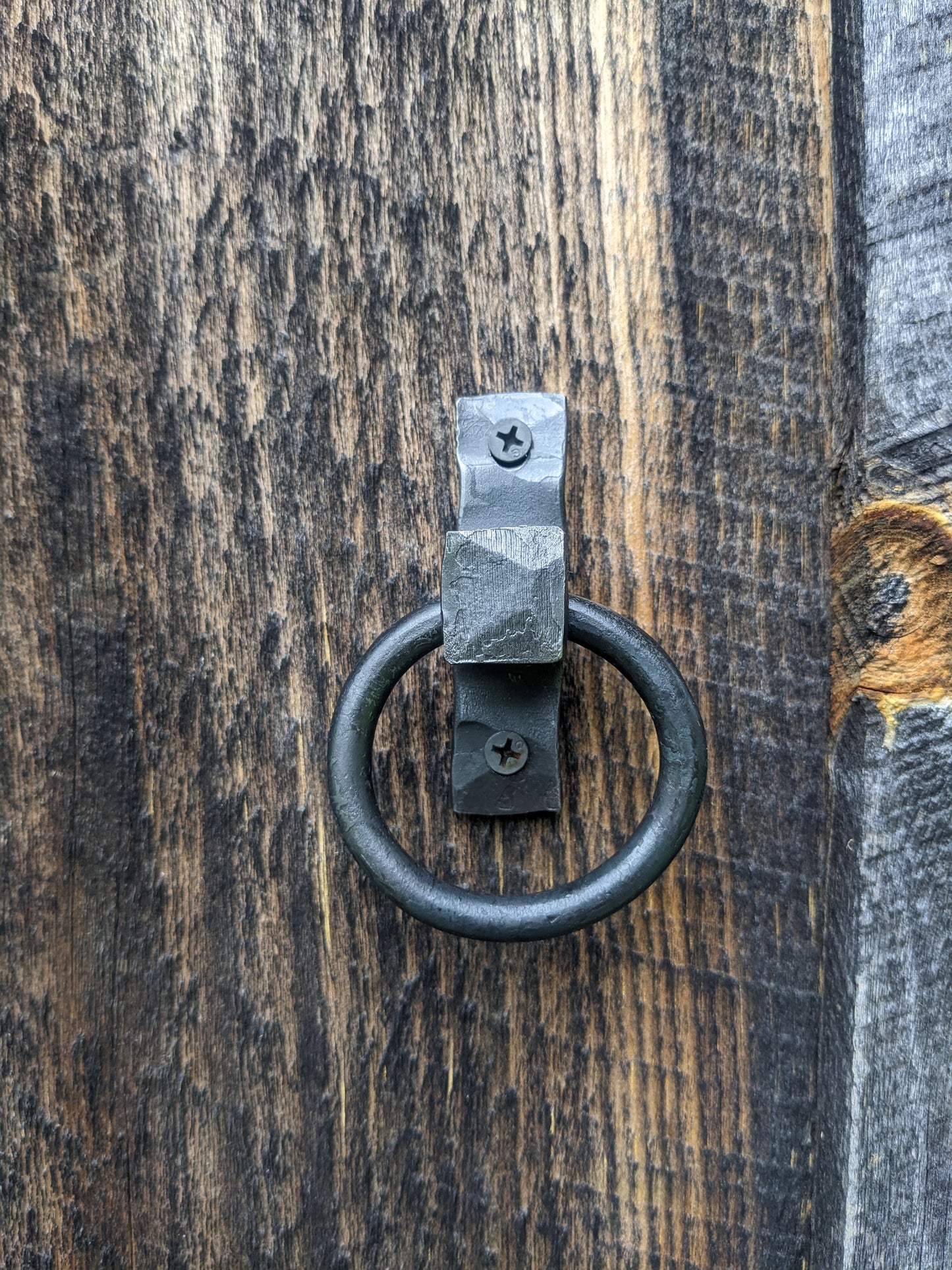 Single Small Hand Forged Ring Handle or Door Pull