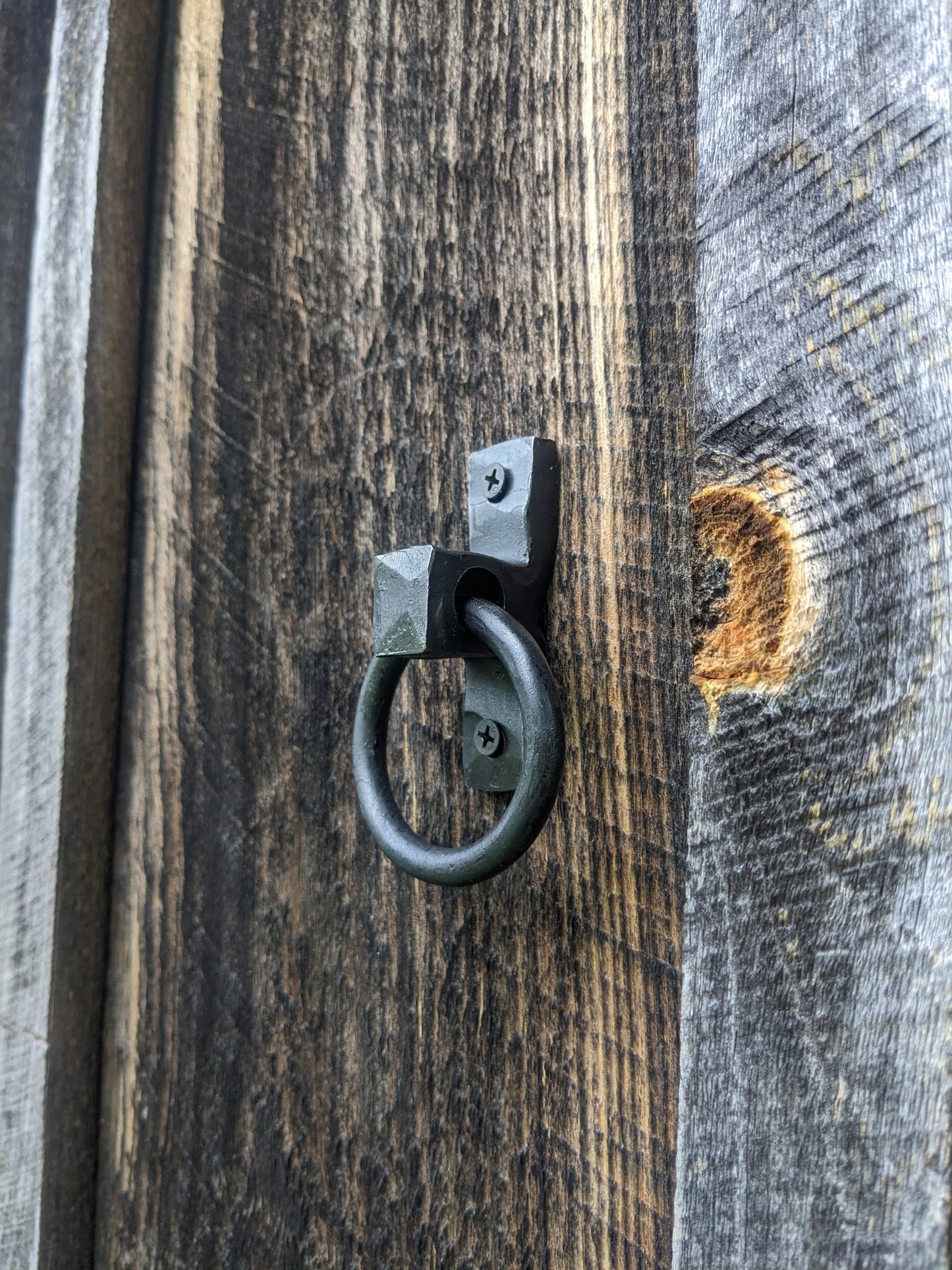 Single Small Hand Forged Ring Handle or Door Pull