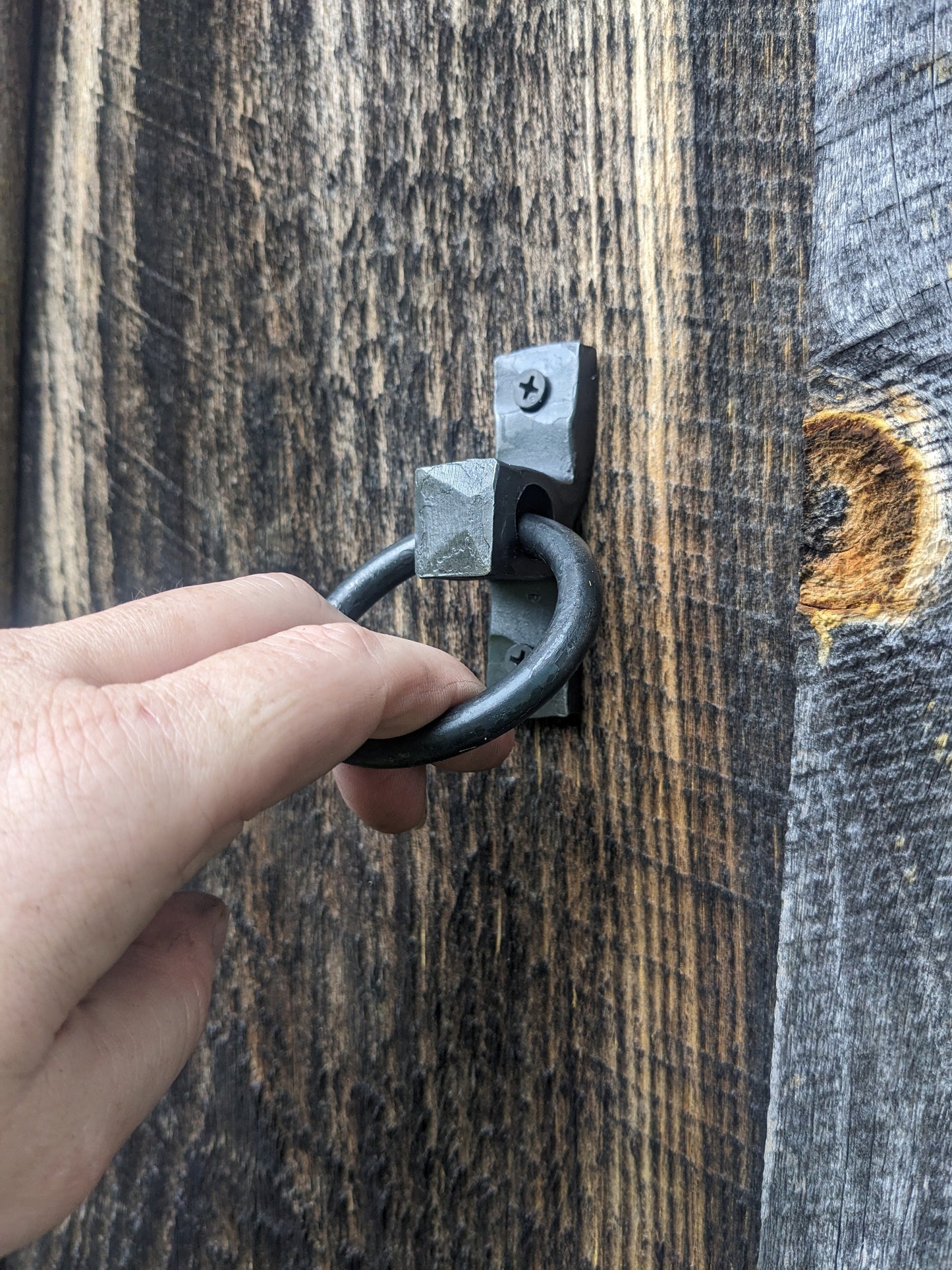 Single Small Hand Forged Ring Handle or Door Pull