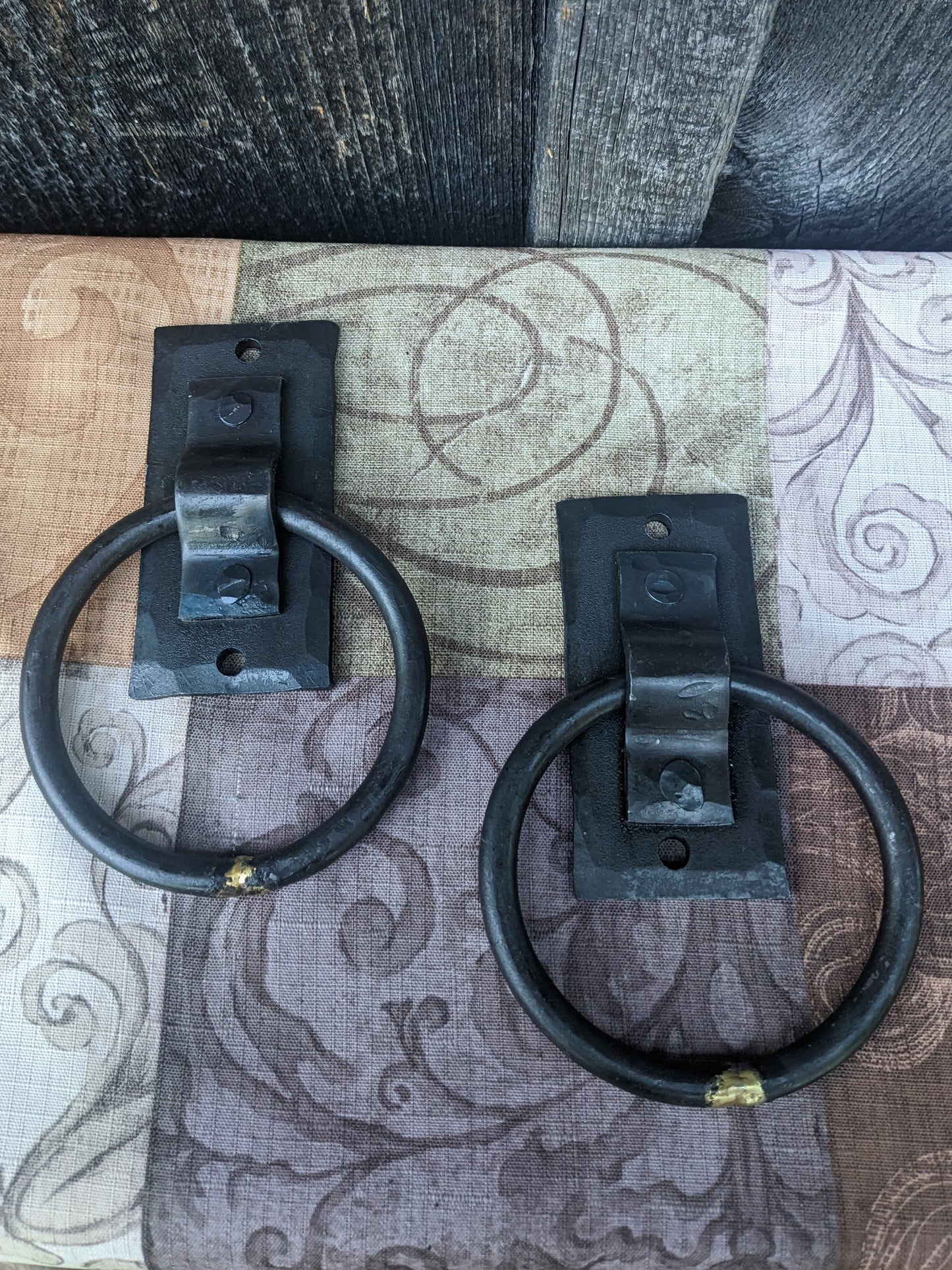 Set of 2 Hand Forged Brazed Ring Handles