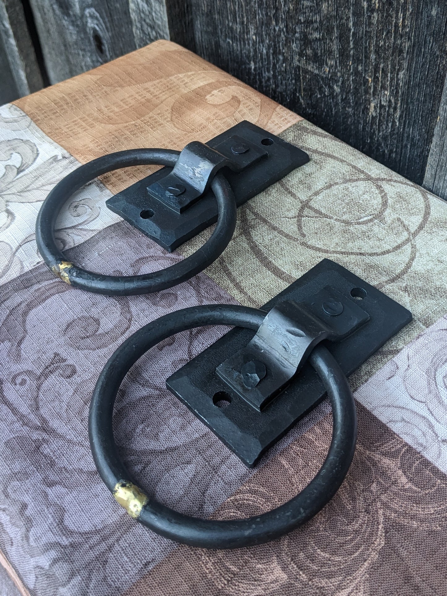 Set of 2 Hand Forged Brazed Ring Handles