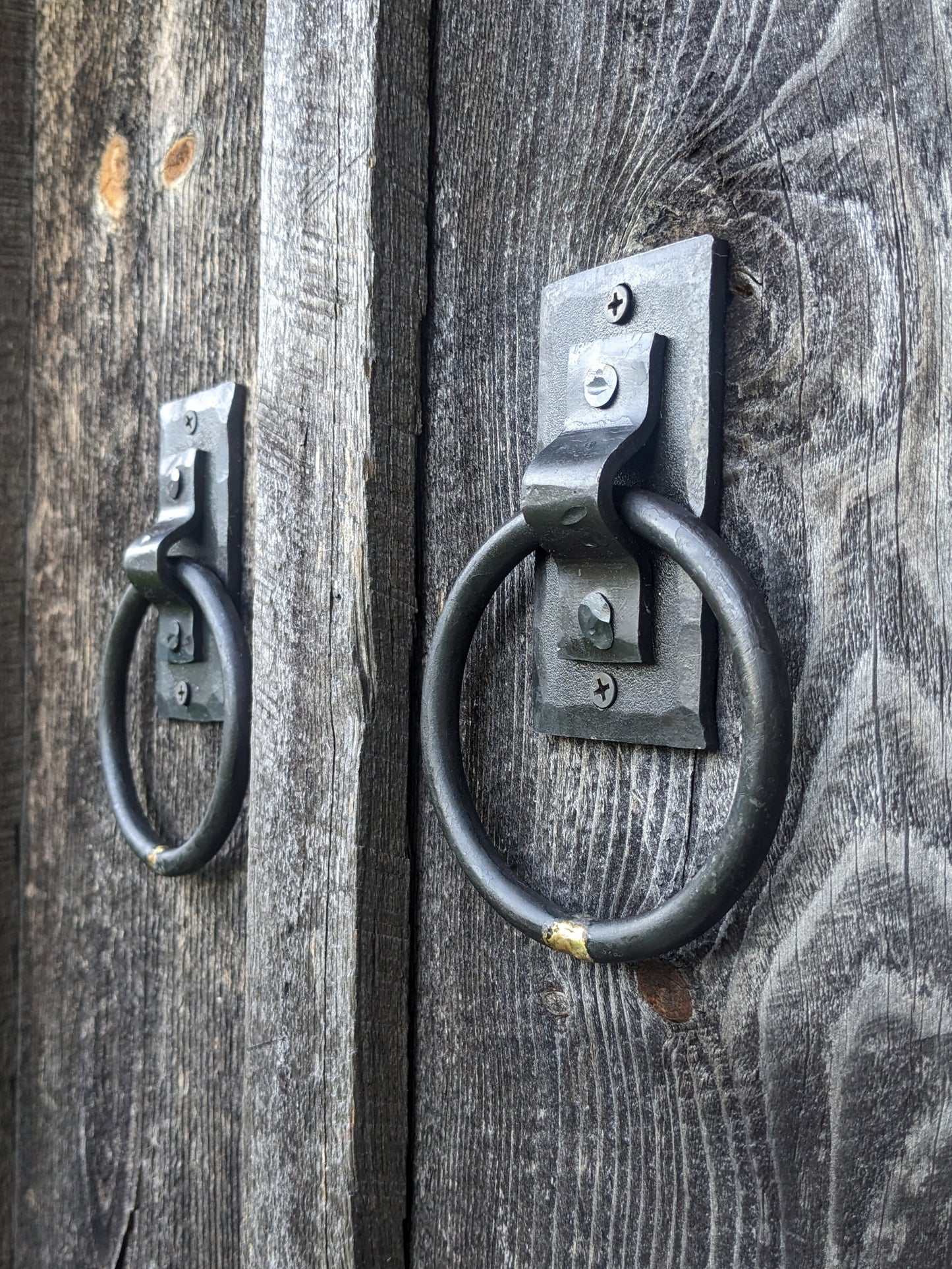 Set of 2 Hand Forged Brazed Ring Handles