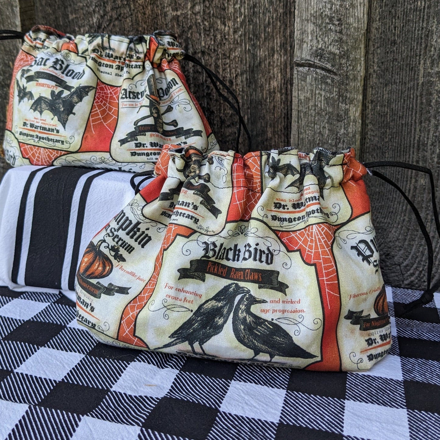 Spooky Halloween Apothecary Drawstring Bag or Clutch Purse