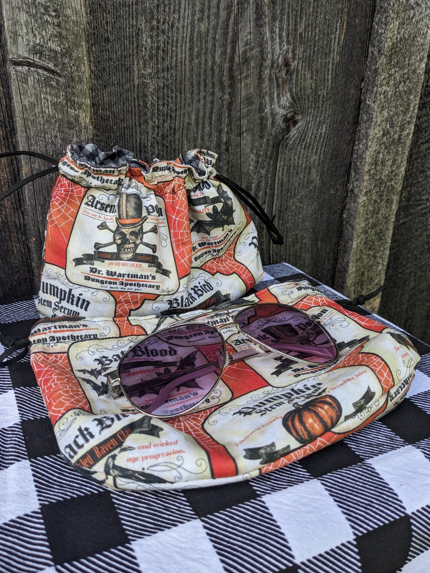 Spooky Halloween Apothecary Drawstring Bag or Clutch Purse