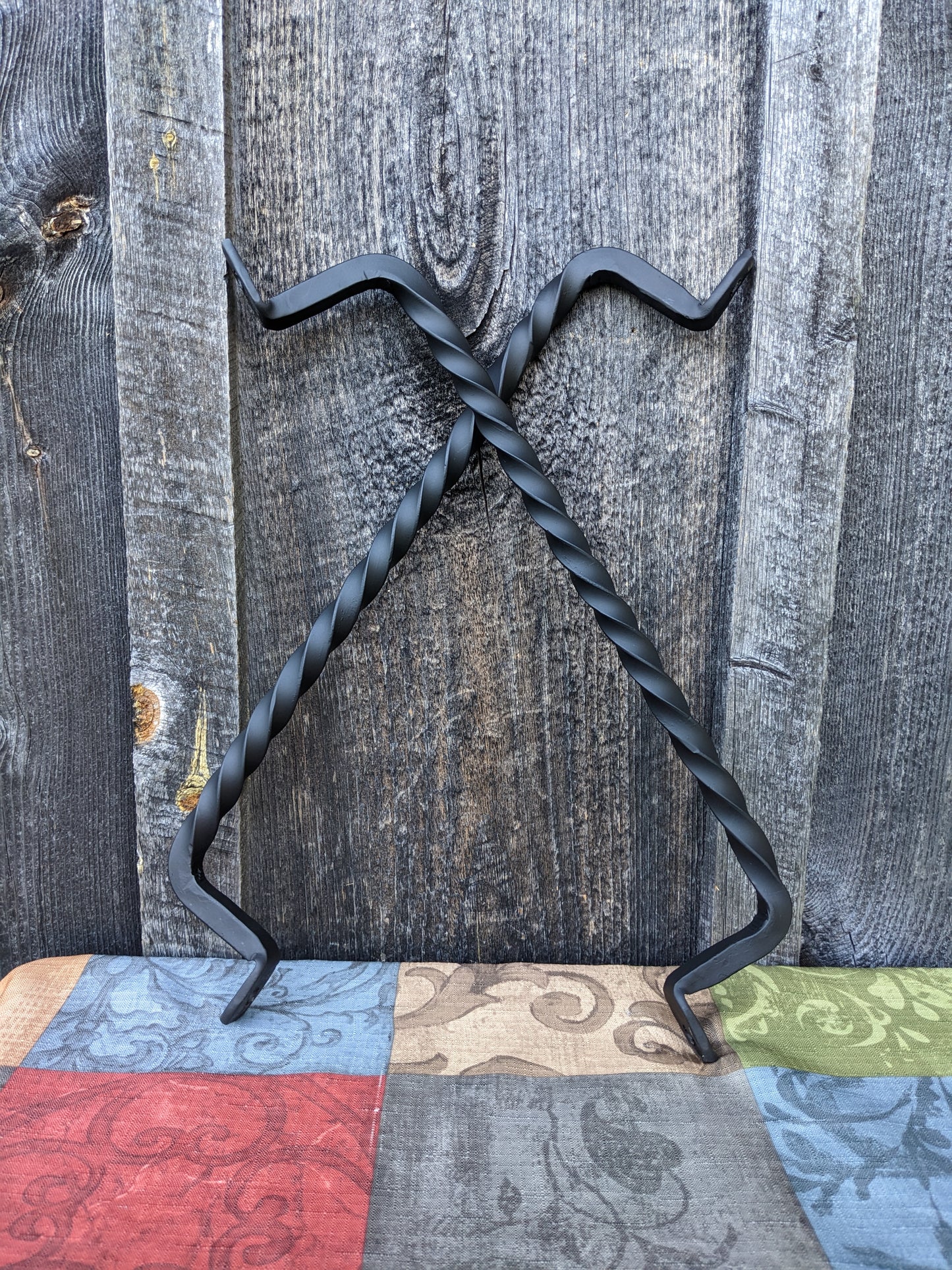 Set of 2 Large Twisted Hand Forged Handles, Door Pulls or Grab Bars
