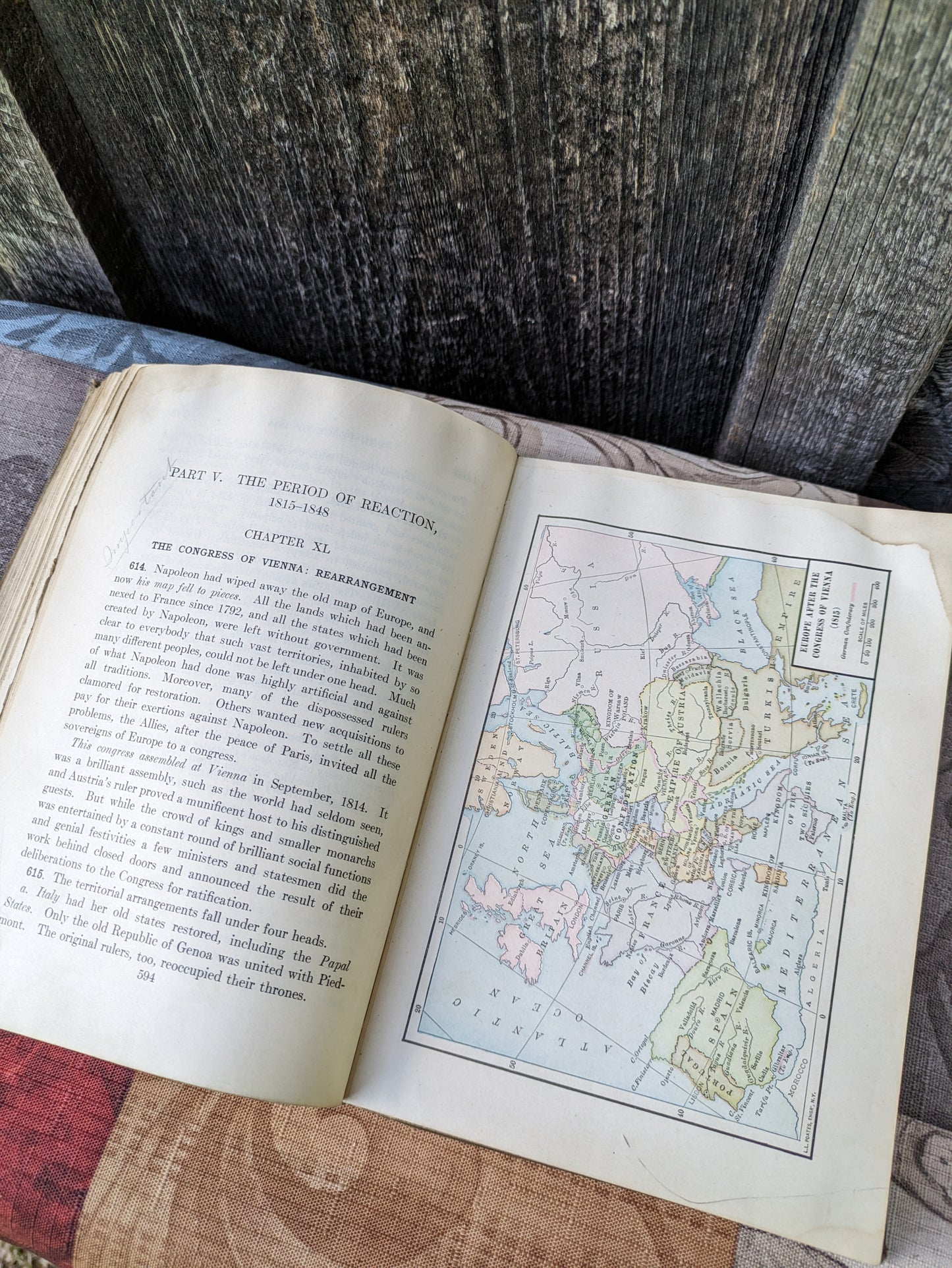 Antique edition of The Modern World from Charlemagne to the Present Time, by Betten and Kaufmann
