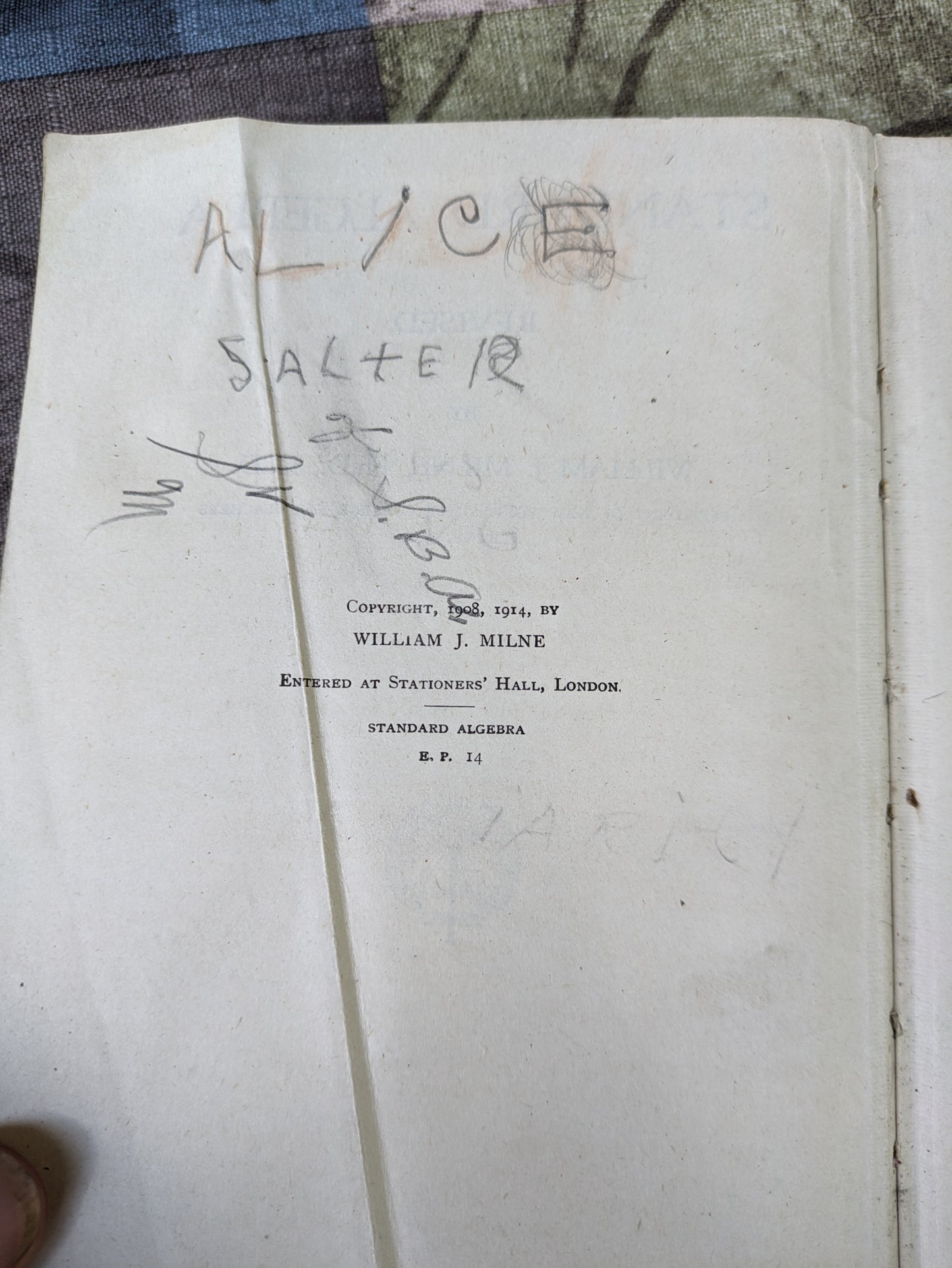 Standard Algebra by Milne, Antique 1914 copy.