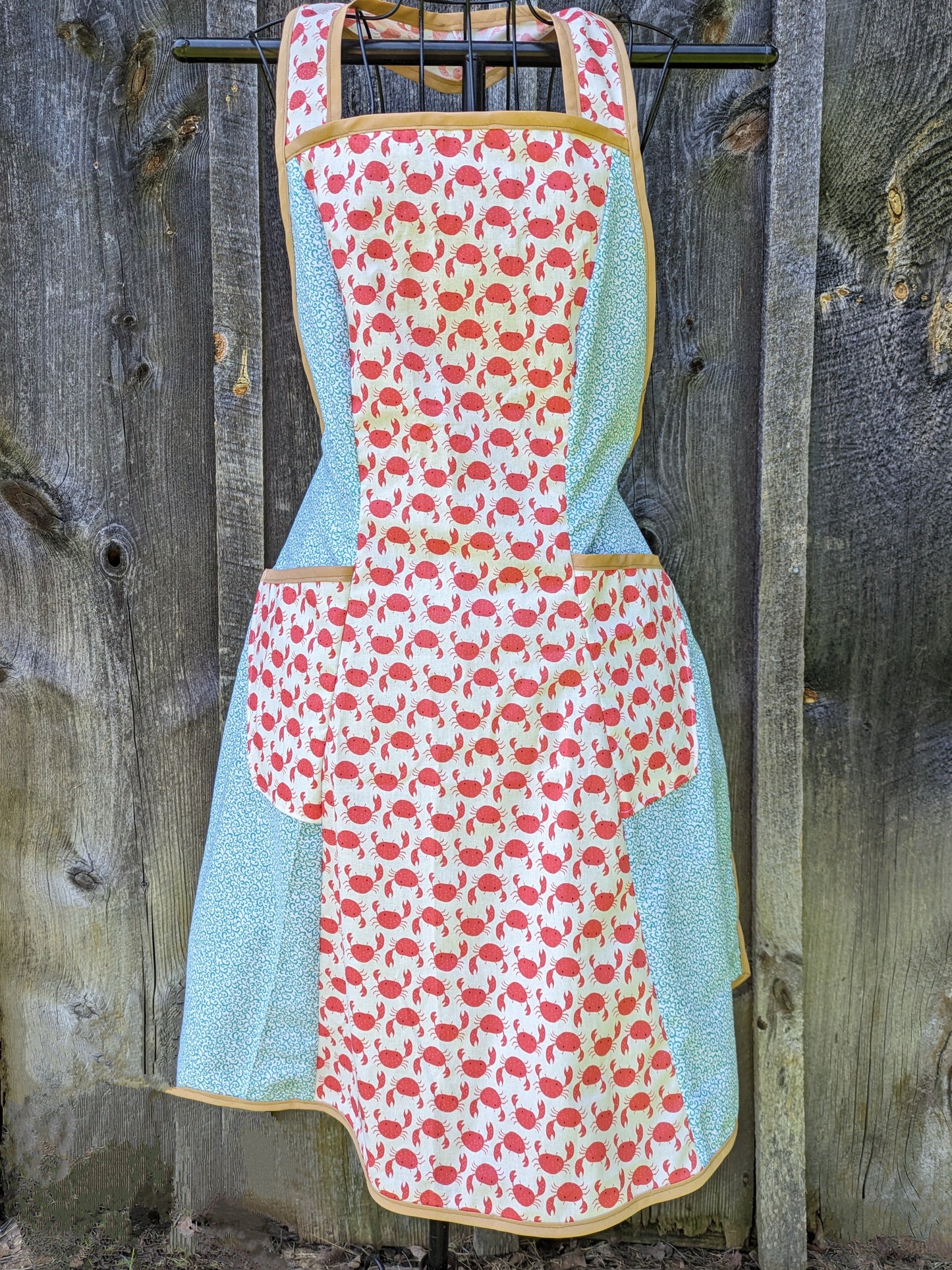 Feeling Crabby Vintage Inspired Apron with Cute Crabs and Pockets