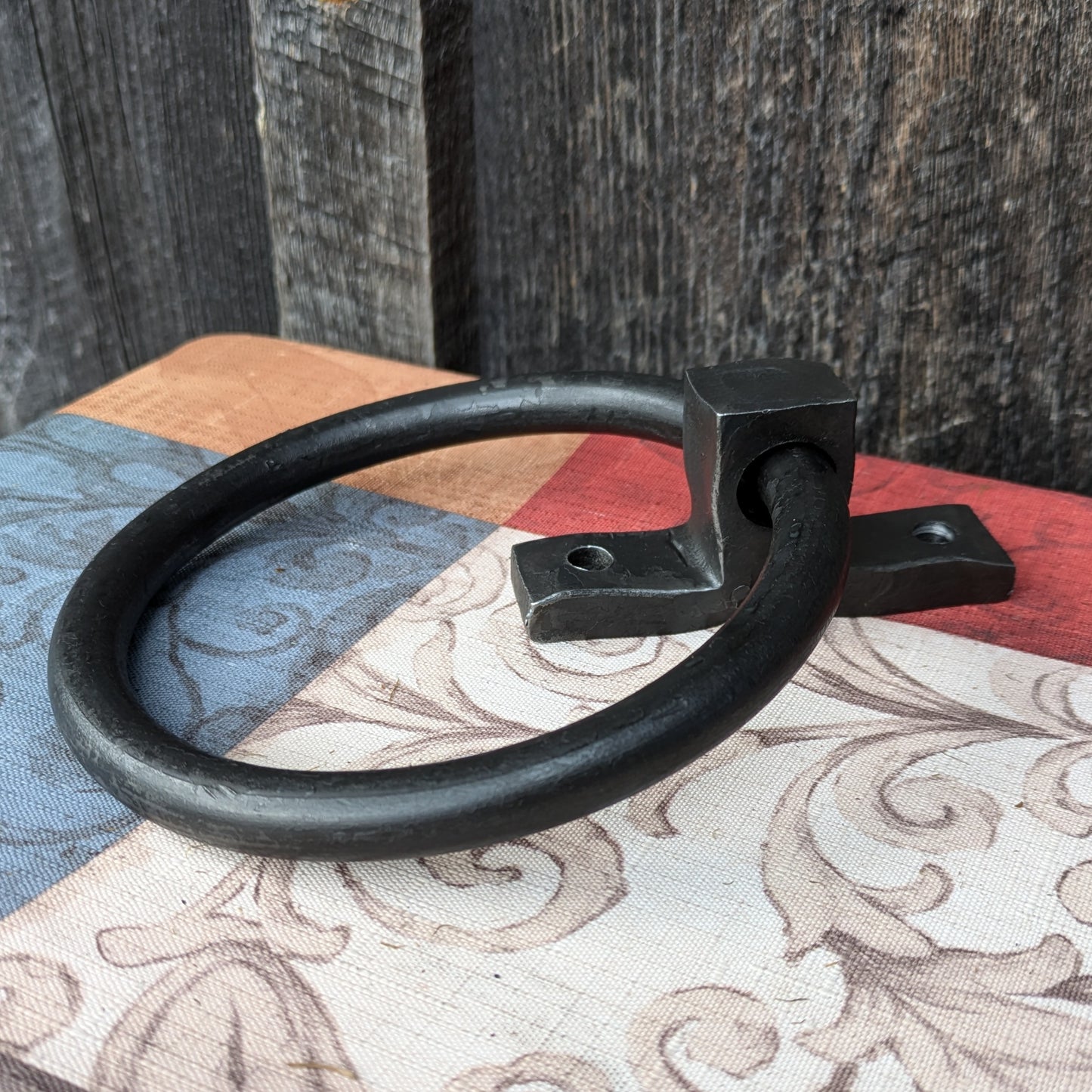 Single Large Hand Forged Ring Handle- 5" Diameter