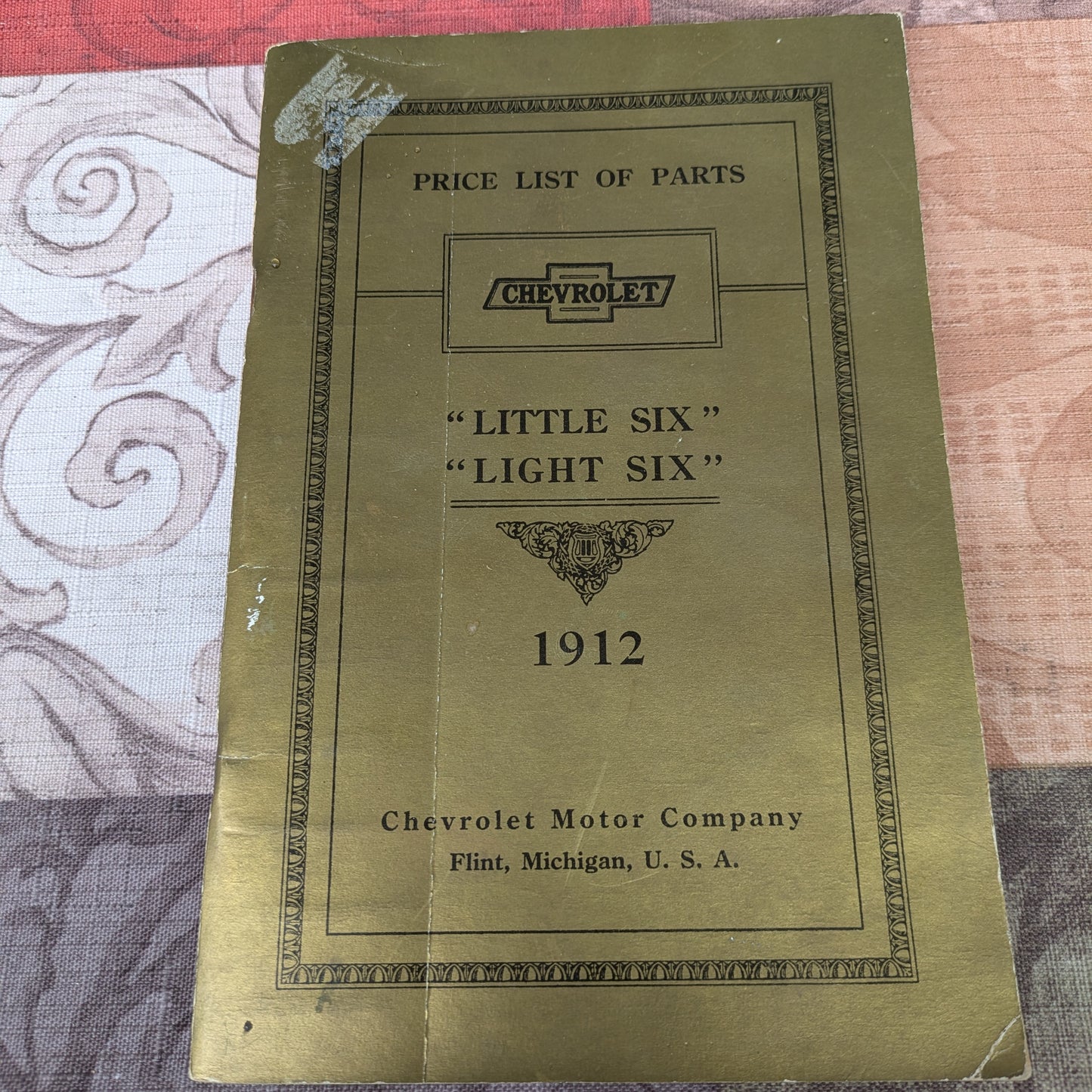 1912 Chevrolet Price List of Parts for the Little Six and Light Six