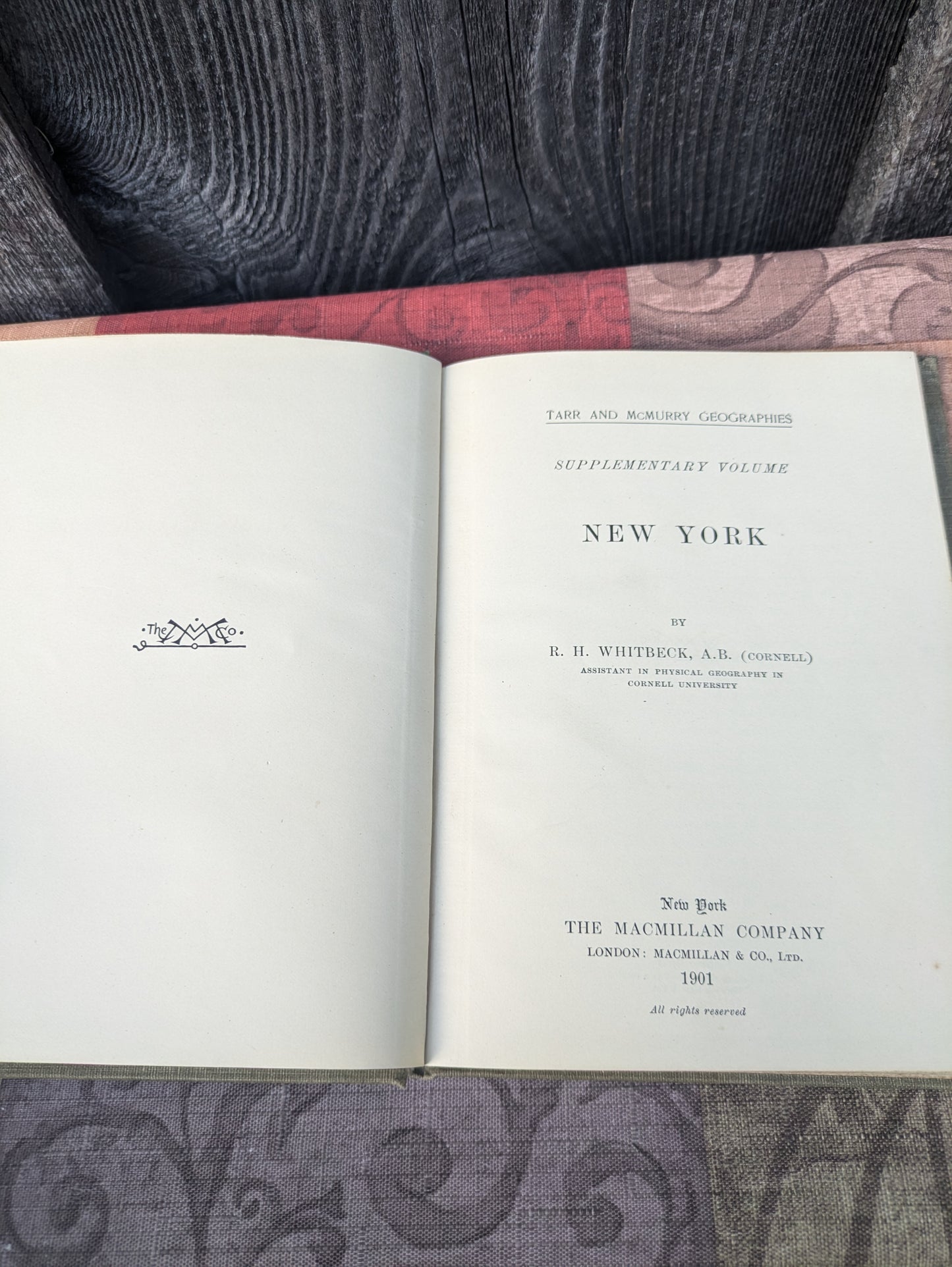 Antique 1901 Tarr & McMurray's Geographies, New York Supplementary Volume.