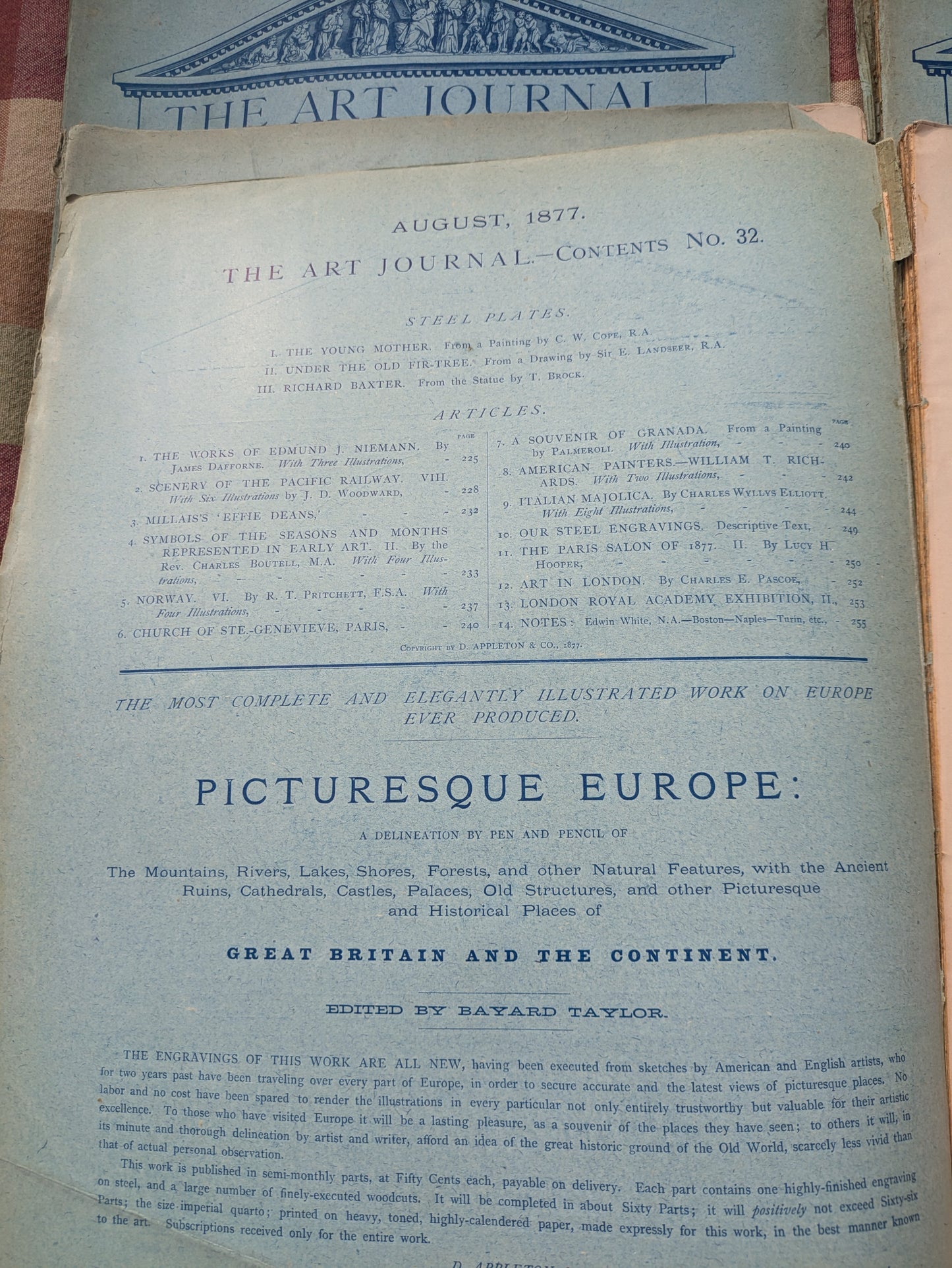 Antique 1877 The Art Journal by D. Appleton & Co Full Year Set of 12 Issues