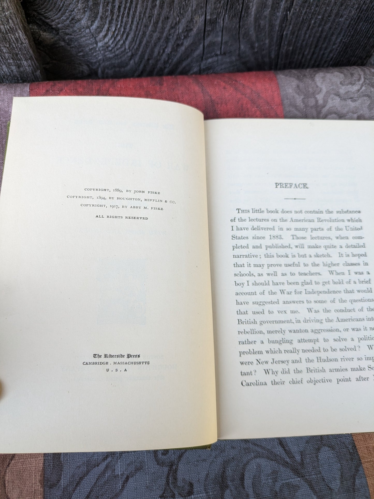 The War of Independence by John Fiske, with Maps and Index, 1917 edition