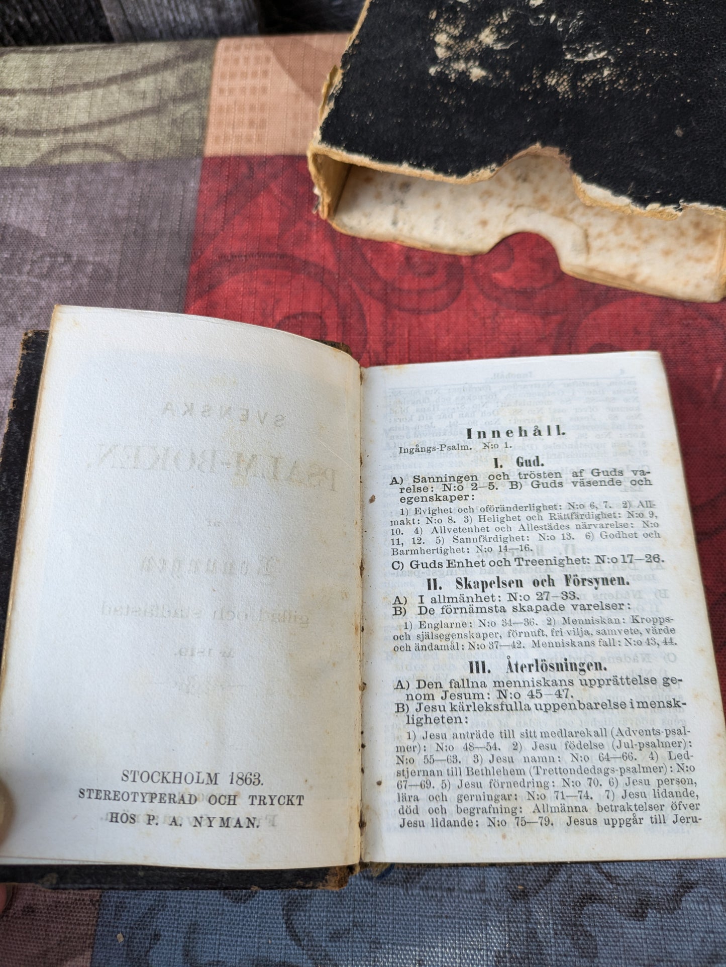 Antique 1863 Swedish Psalm book, Svenska Psalm-boken af Konungen Gillad och Stadfästad