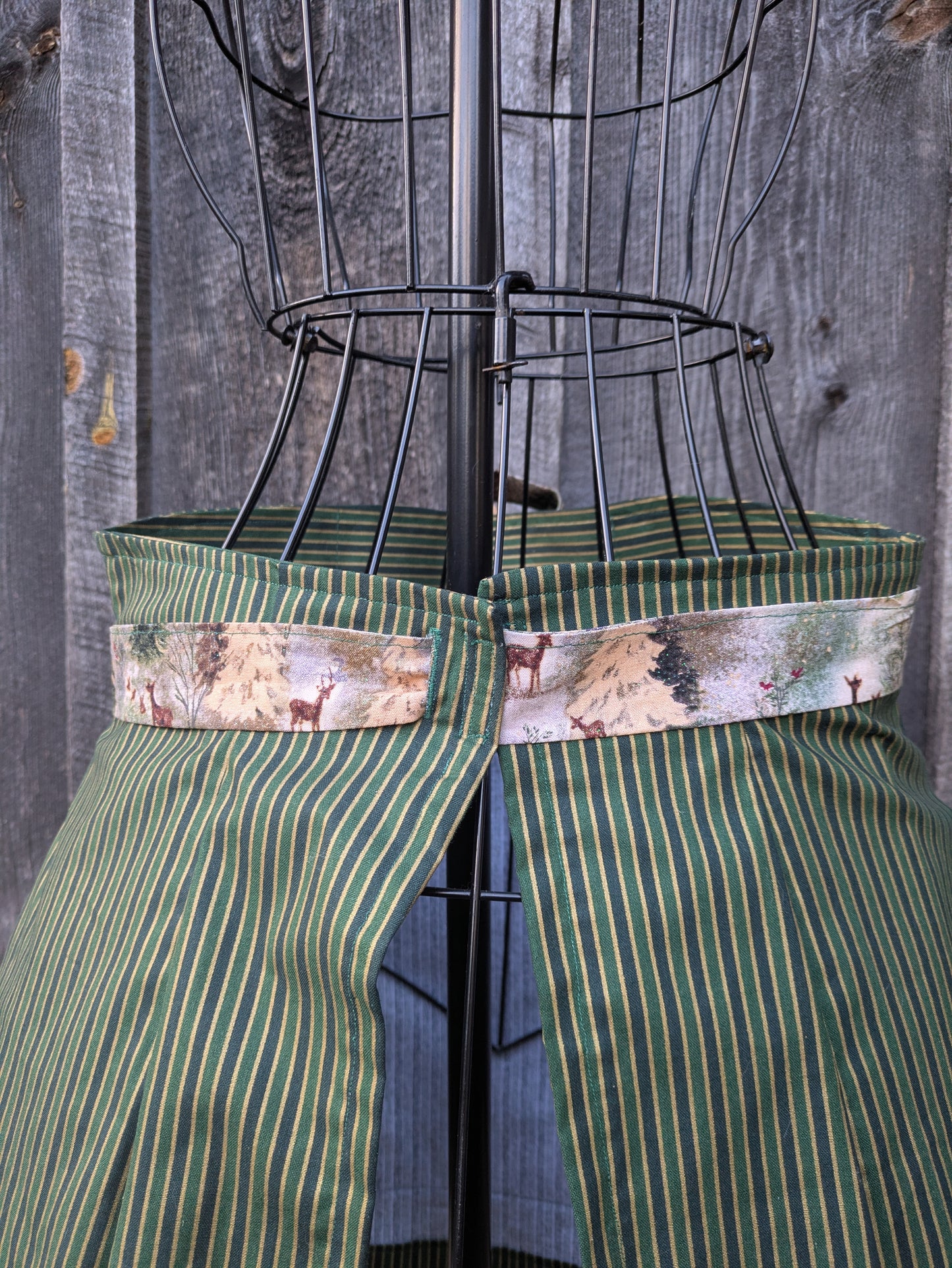 Glittering Pine Forest Vintage Inspired High Waist Half Apron with Pockets