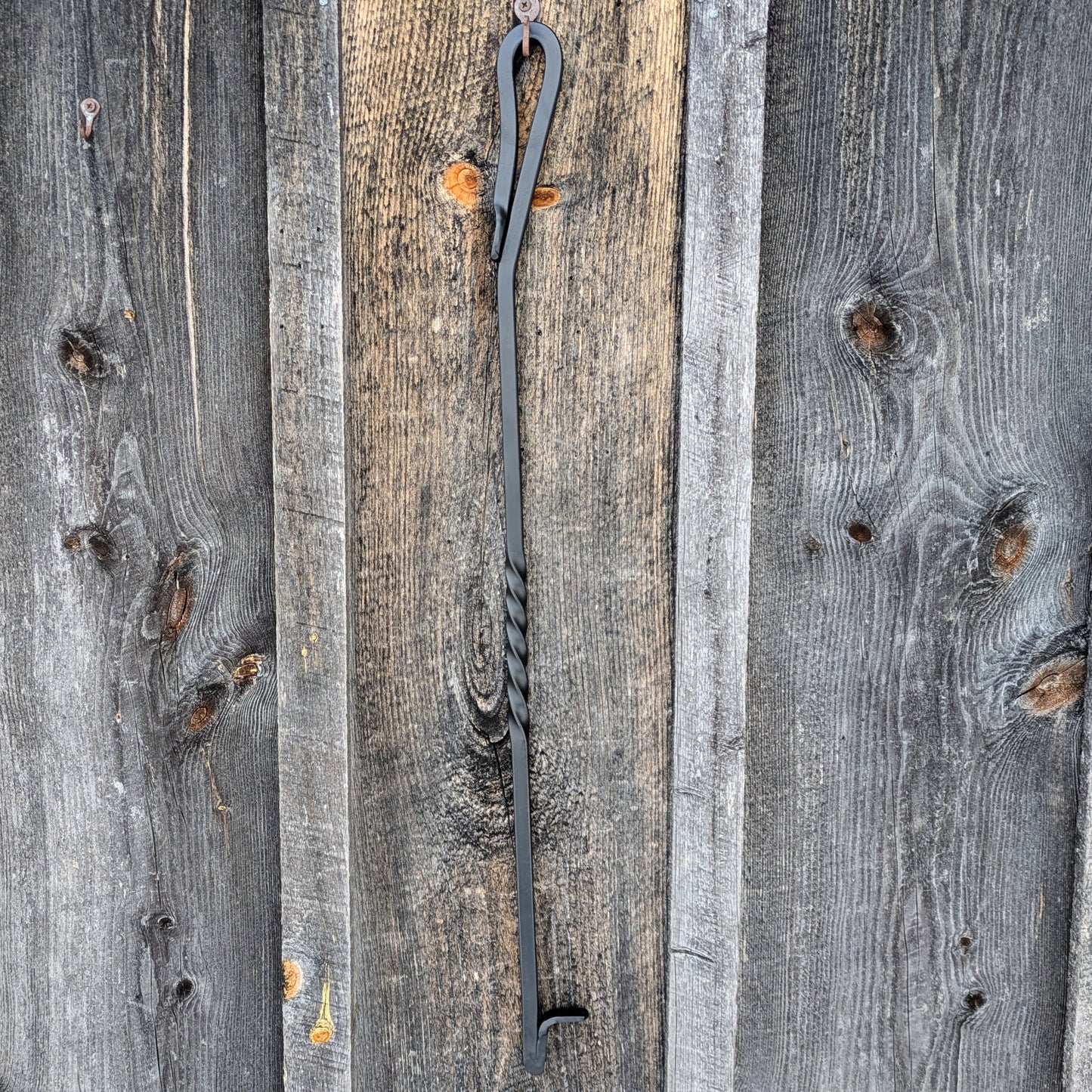 Heavy Duty Hand Forged Twisted Fire Poker with Thumb Rest
