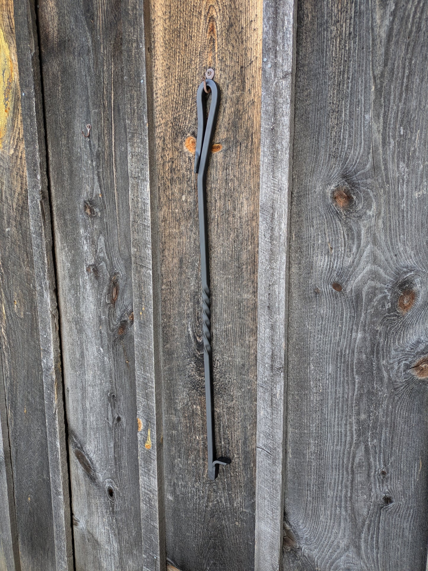 Heavy Duty Hand Forged Twisted Fire Poker with Thumb Rest