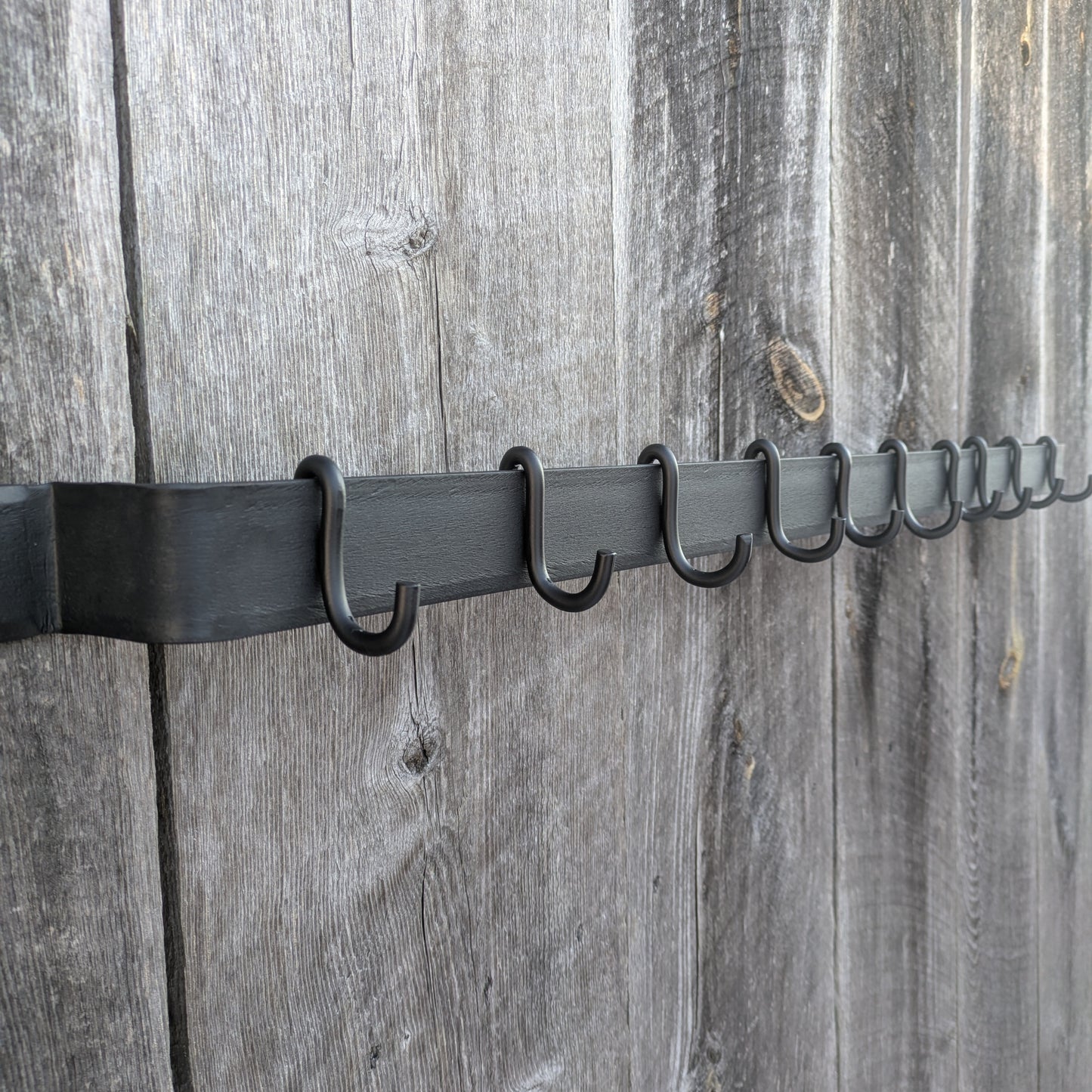 Hand Forged Large Smooth Finish Wall Mounted Pot Rack 48"