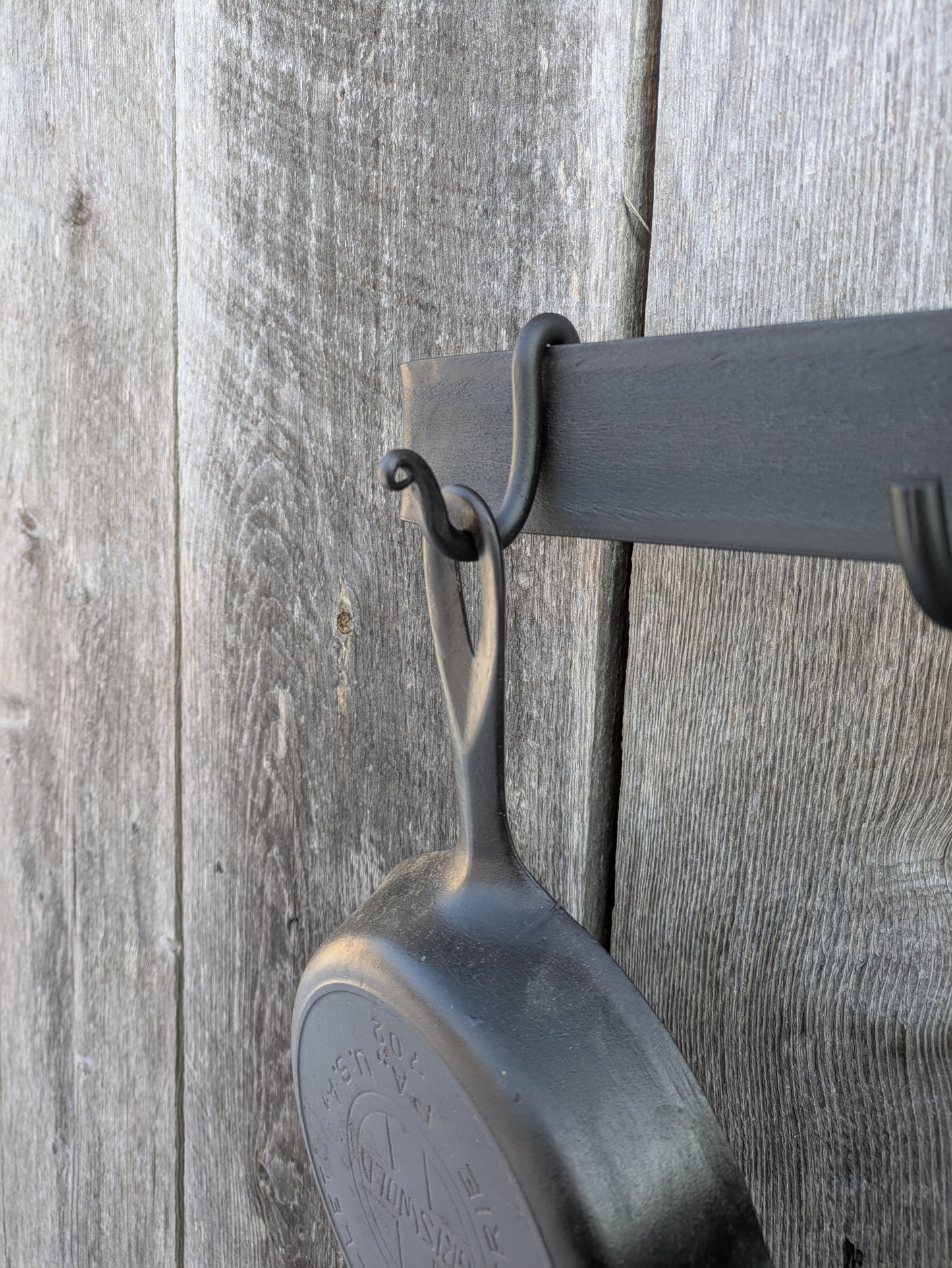 Hand Forged Large Smooth Finish Wall Mounted Pot Rack 48"
