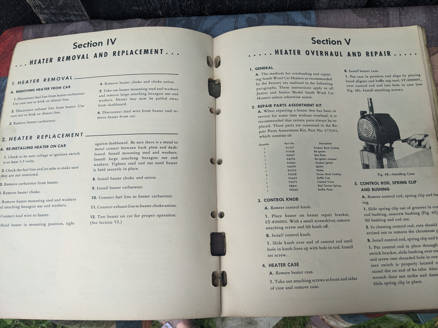 Vintage South Wind Car Heater Service Manual