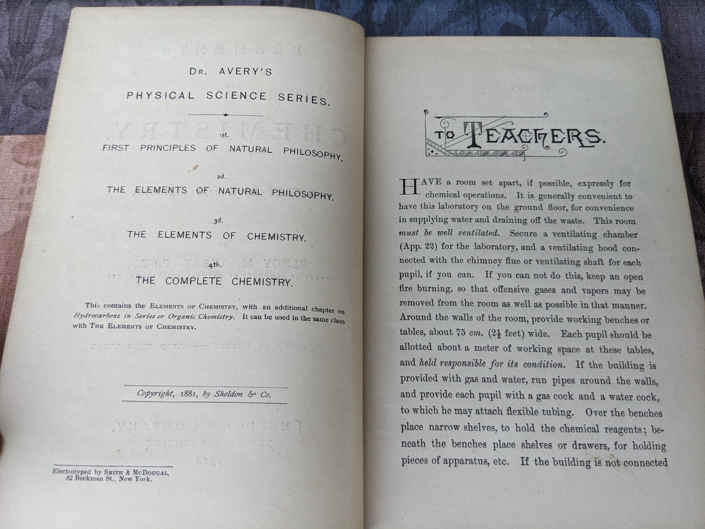 Elements of Chemistry, A Textbook for Schools, by Elroy Avery, 1886 edition