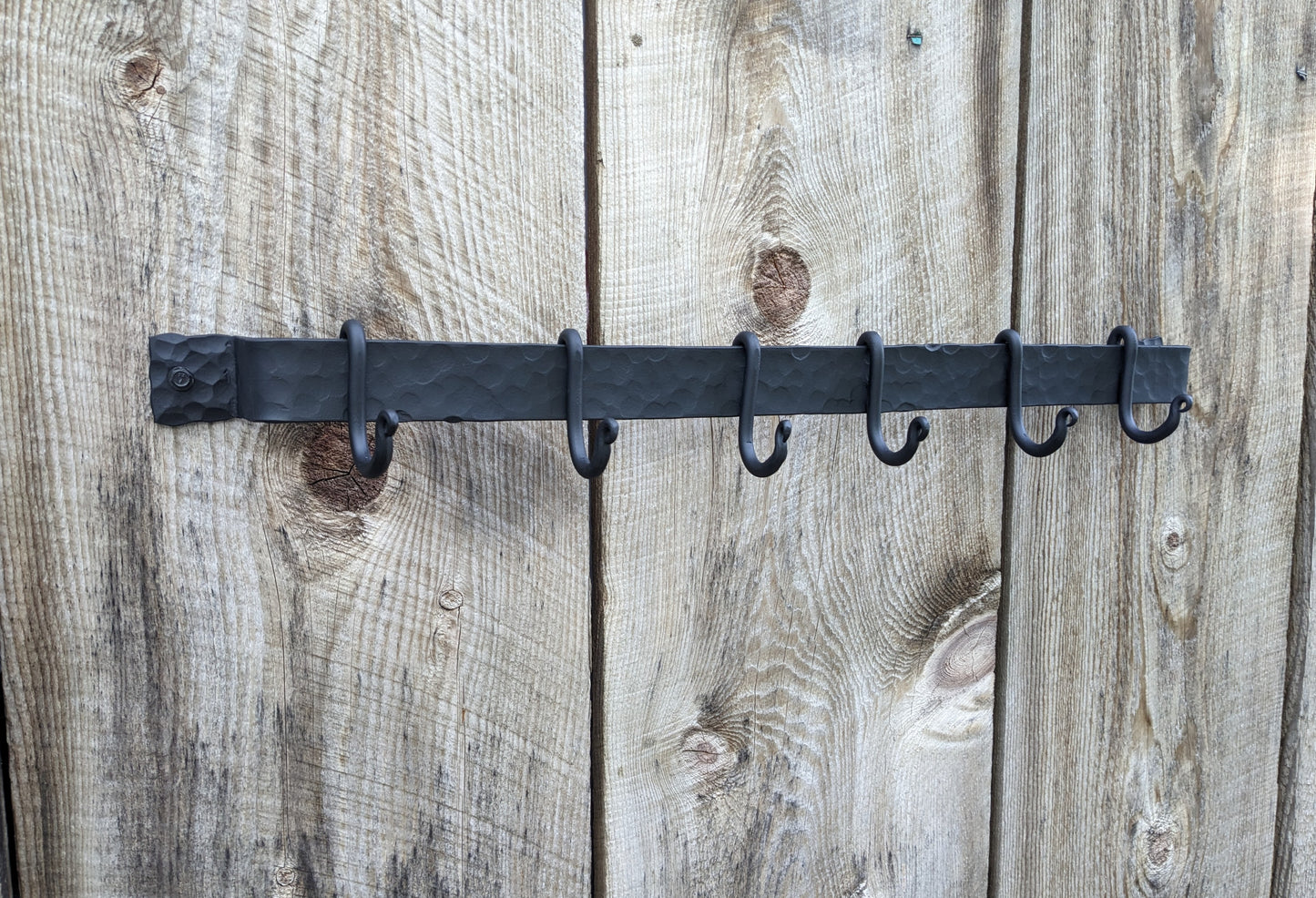 Hand Forged Hammered Finish Wall Mounted Pot Rack- 26"