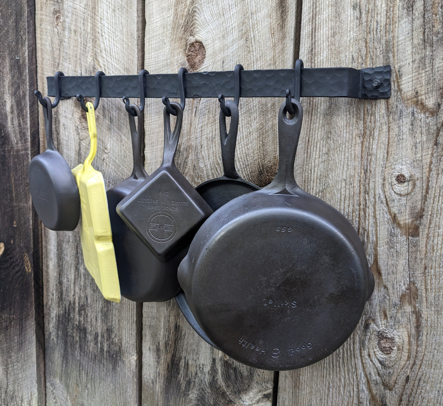 Hand Forged Hammered Finish Wall Mounted Pot Rack- 26"