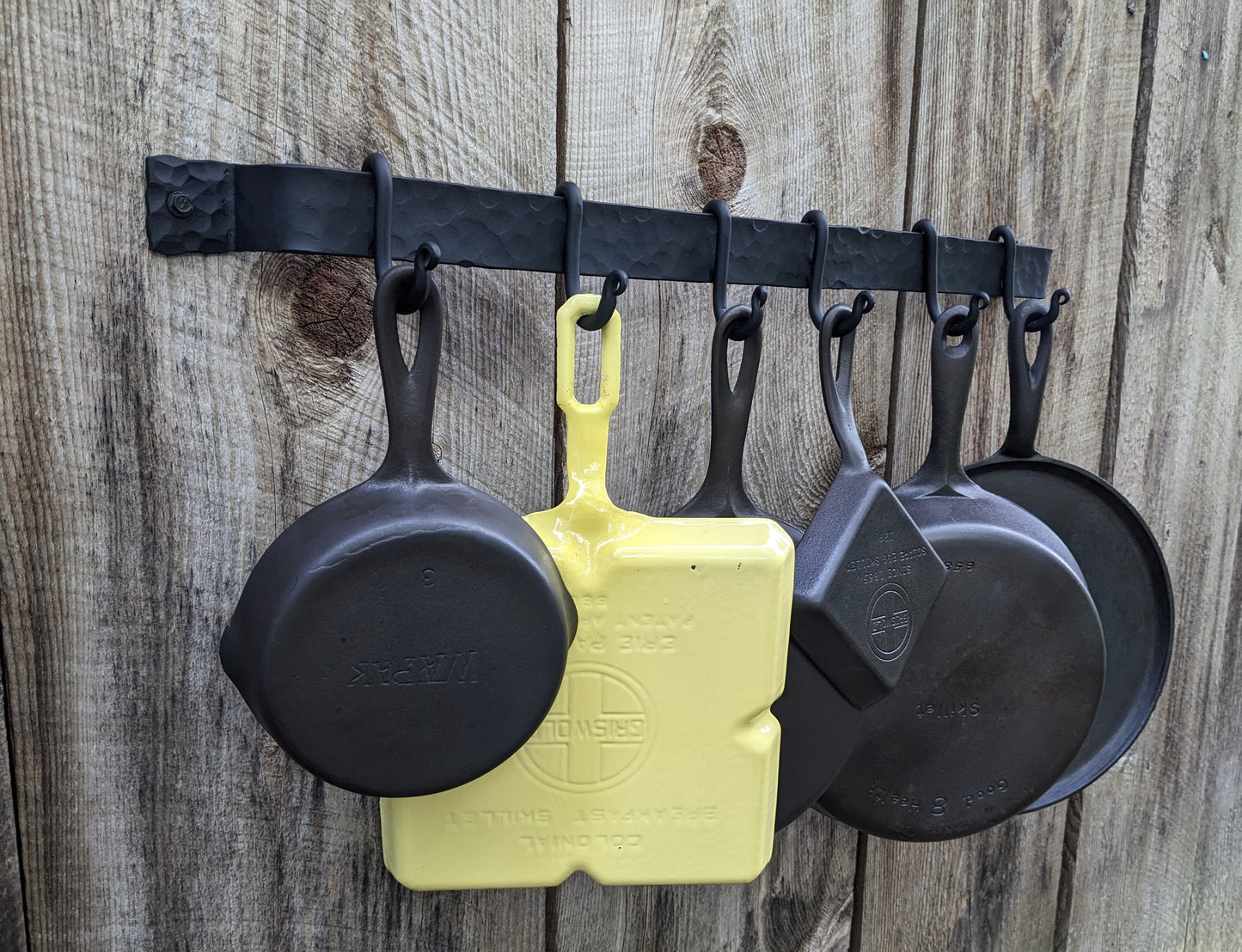 Hand Forged Hammered Finish Wall Mounted Pot Rack- 26"