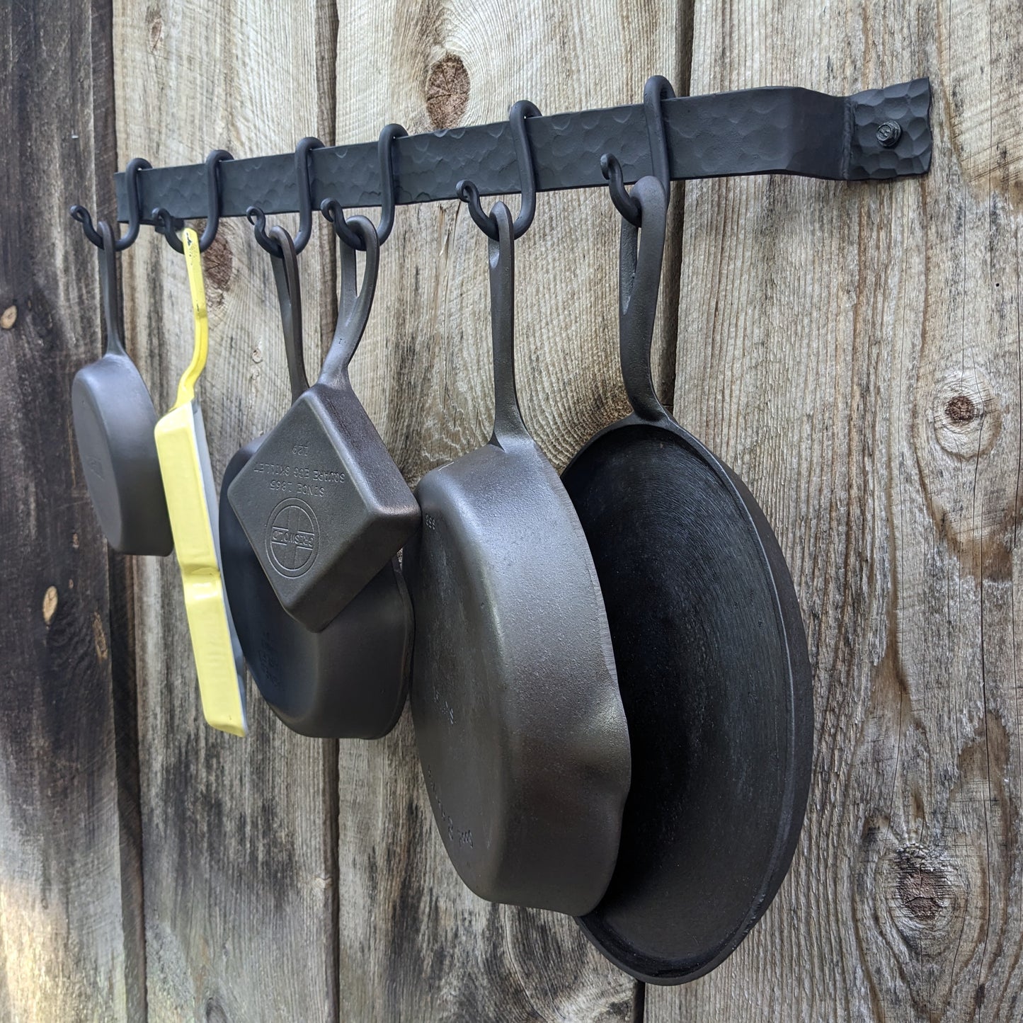Hand Forged Hammered Finish Wall Mounted Pot Rack- 26"