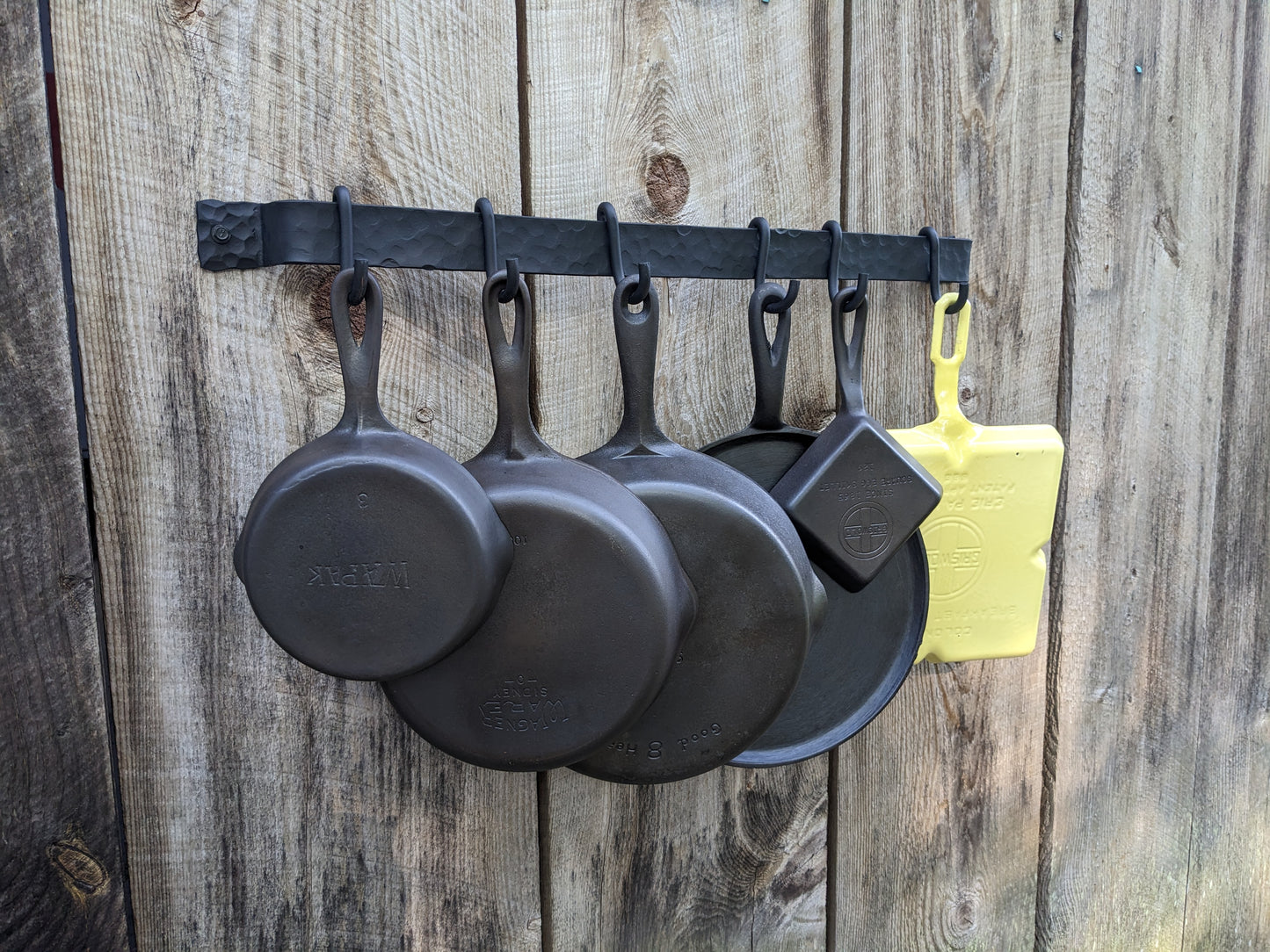 Hand Forged Hammered Finish Wall Mounted Pot Rack- 26"