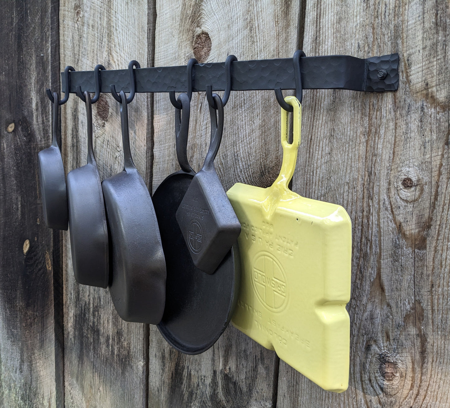 Hand Forged Hammered Finish Wall Mounted Pot Rack- 26"