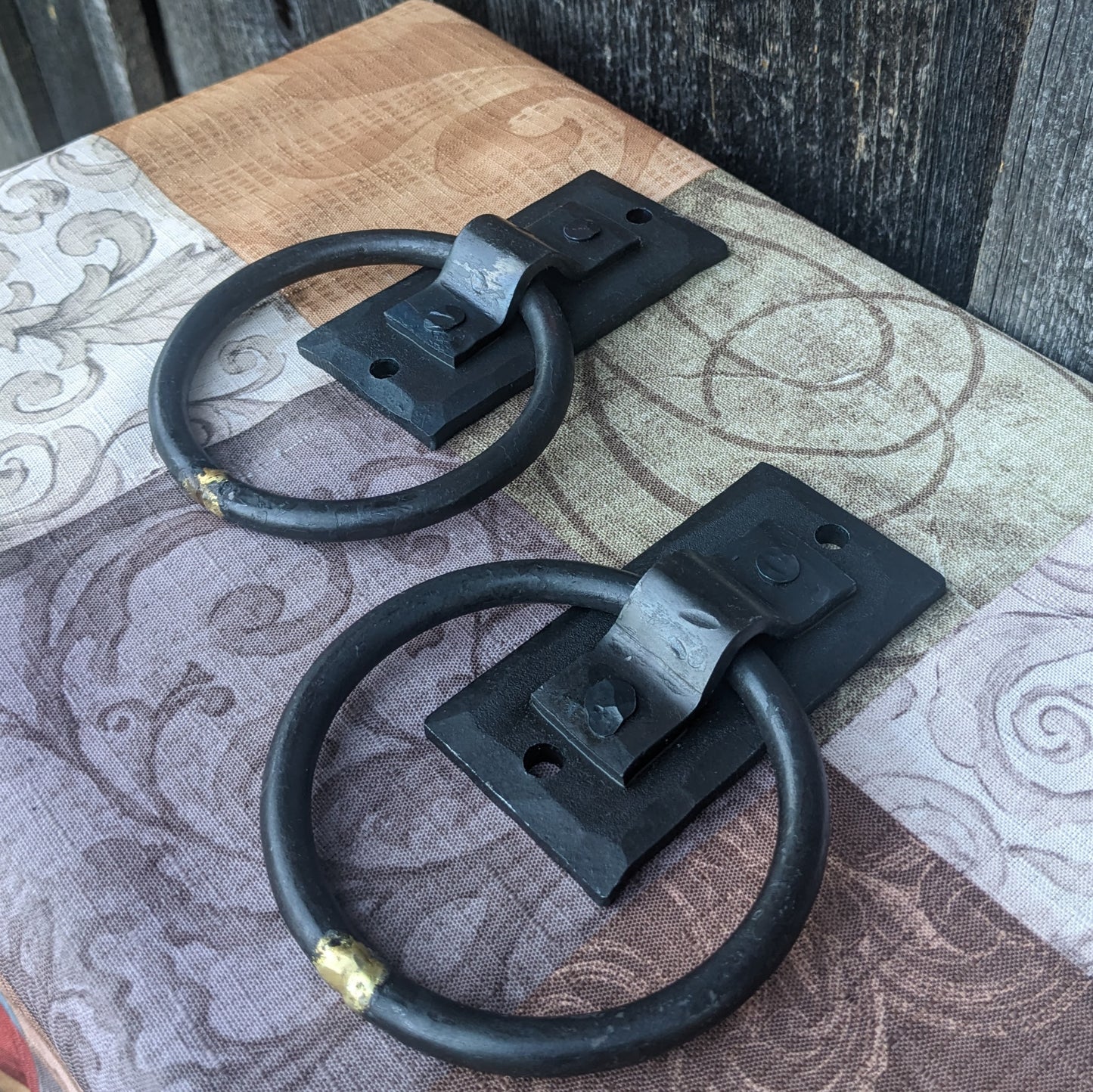 Set of 2 Hand Forged Brazed Ring Handles