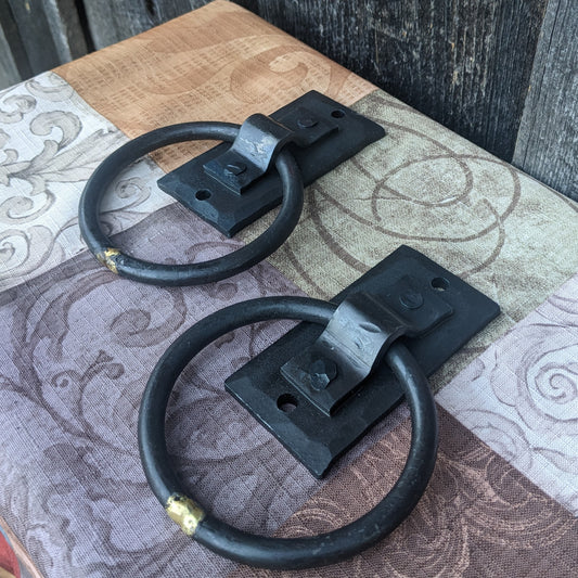 Set of 2 Hand Forged Brazed Ring Handles