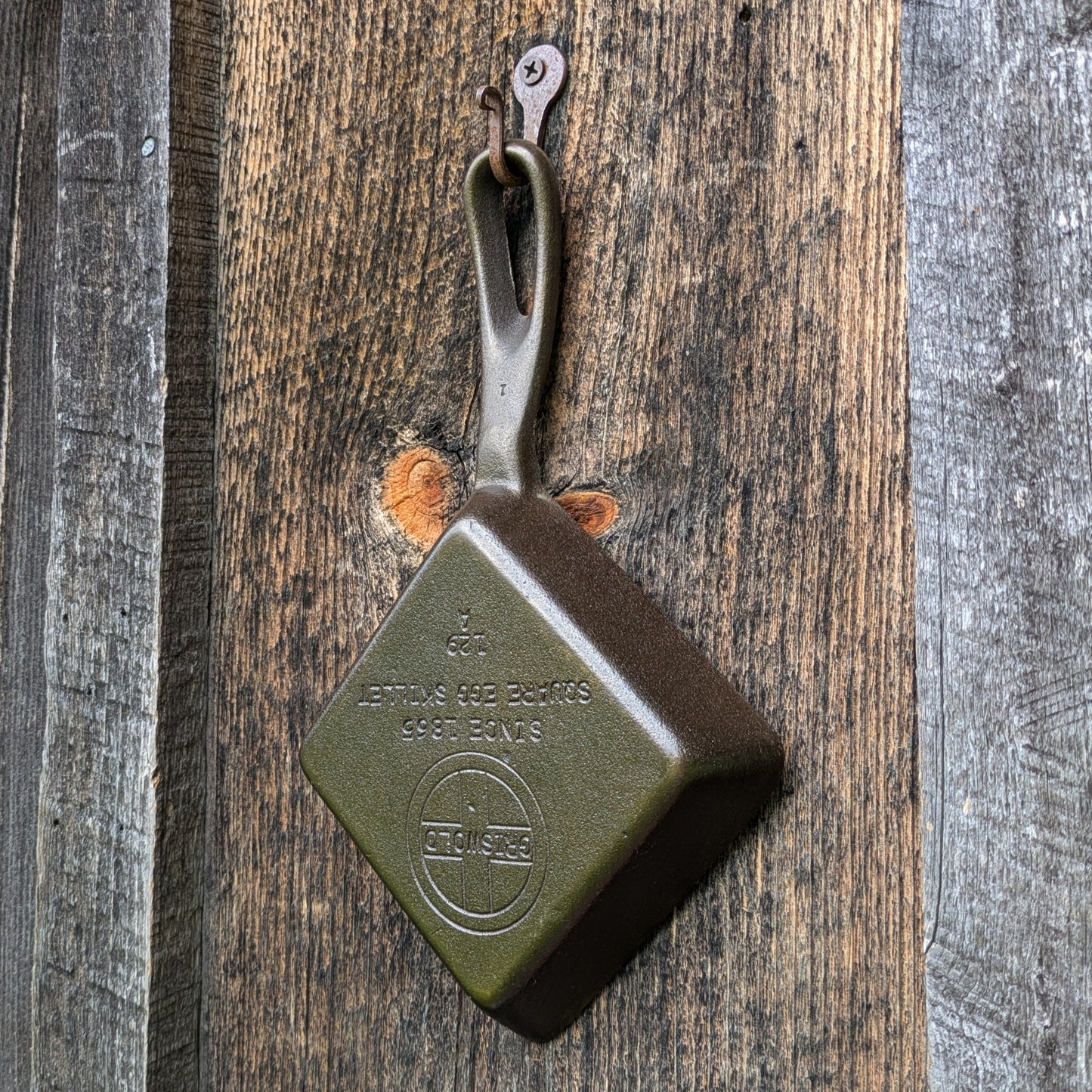 Vintage Griswold Cast Iron Square Egg Skillet #129 Block Logo