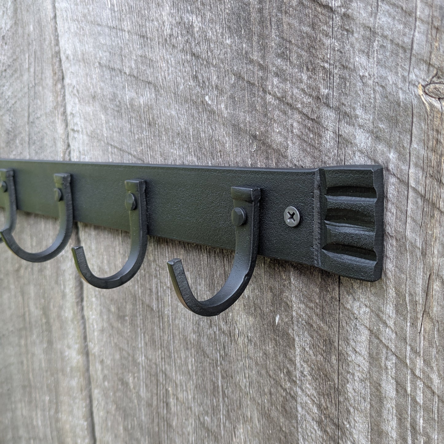 Hand Forged Five Hook Organizer, Kitchen Pot Rack, Closet Storage or Key Rack