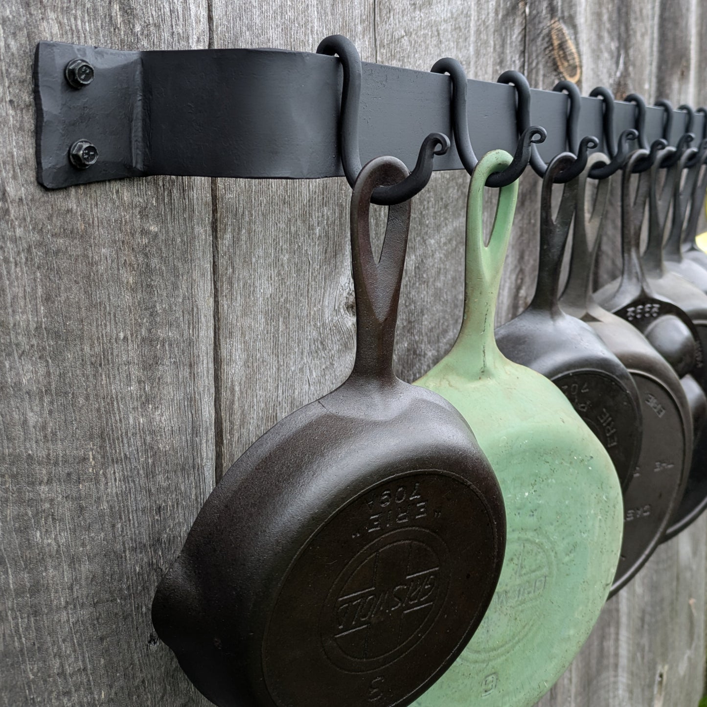 Hand Forged Large Smooth Finish Wall Mounted Pot Rack 48"