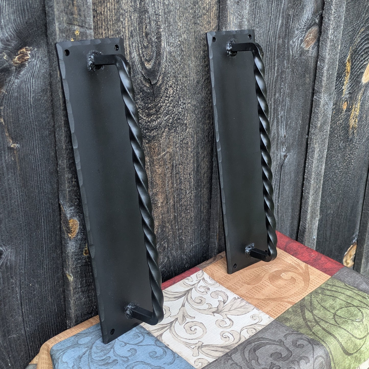 Hand Forged Twisted Handles on 16" x 4" Backplates
