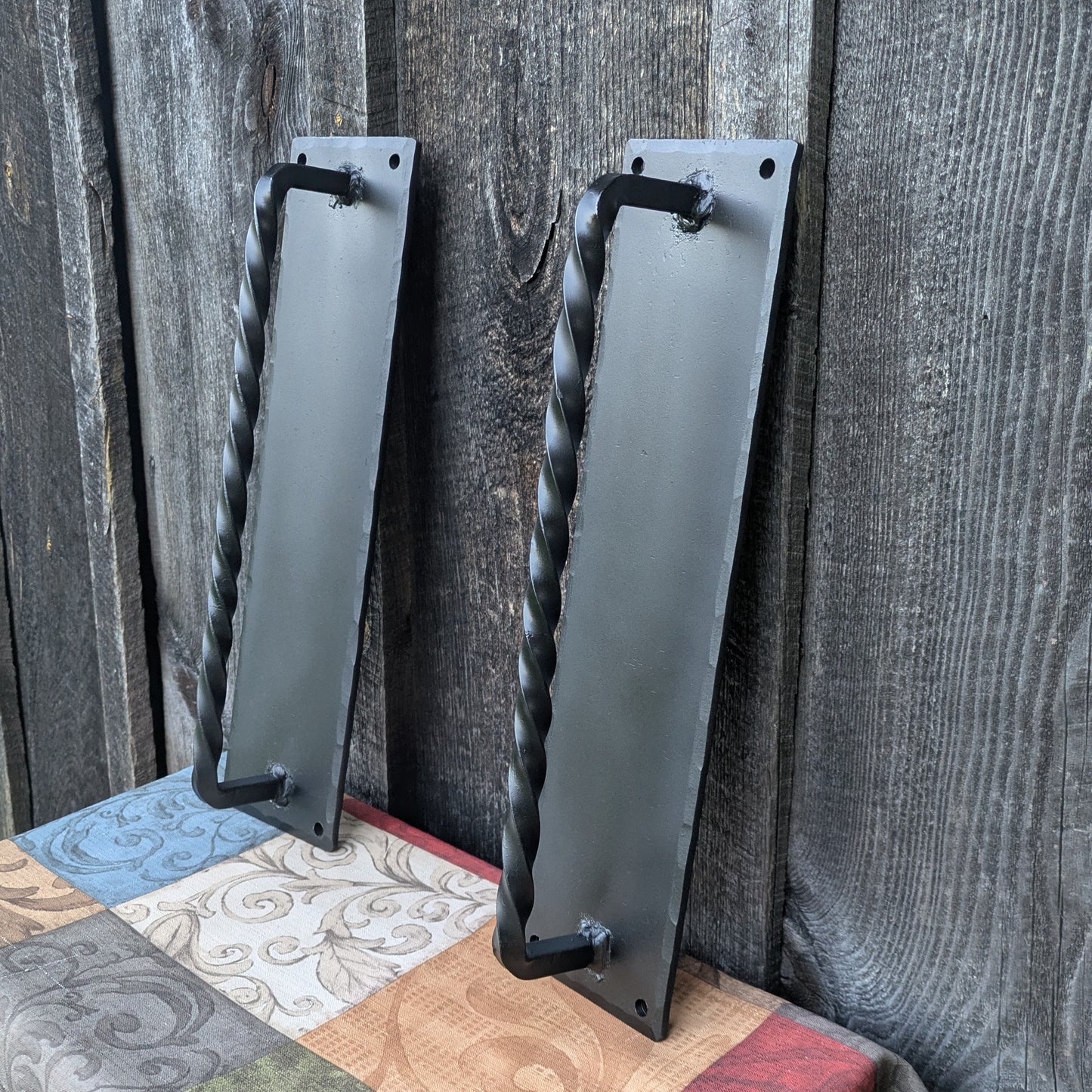 Hand Forged Twisted Handles on 16" x 4" Backplates