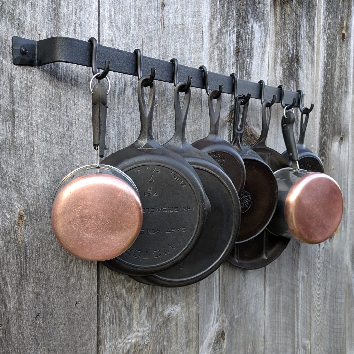 Hand Forged Smooth Finish Wall Mounted Pot Rack-36" Length